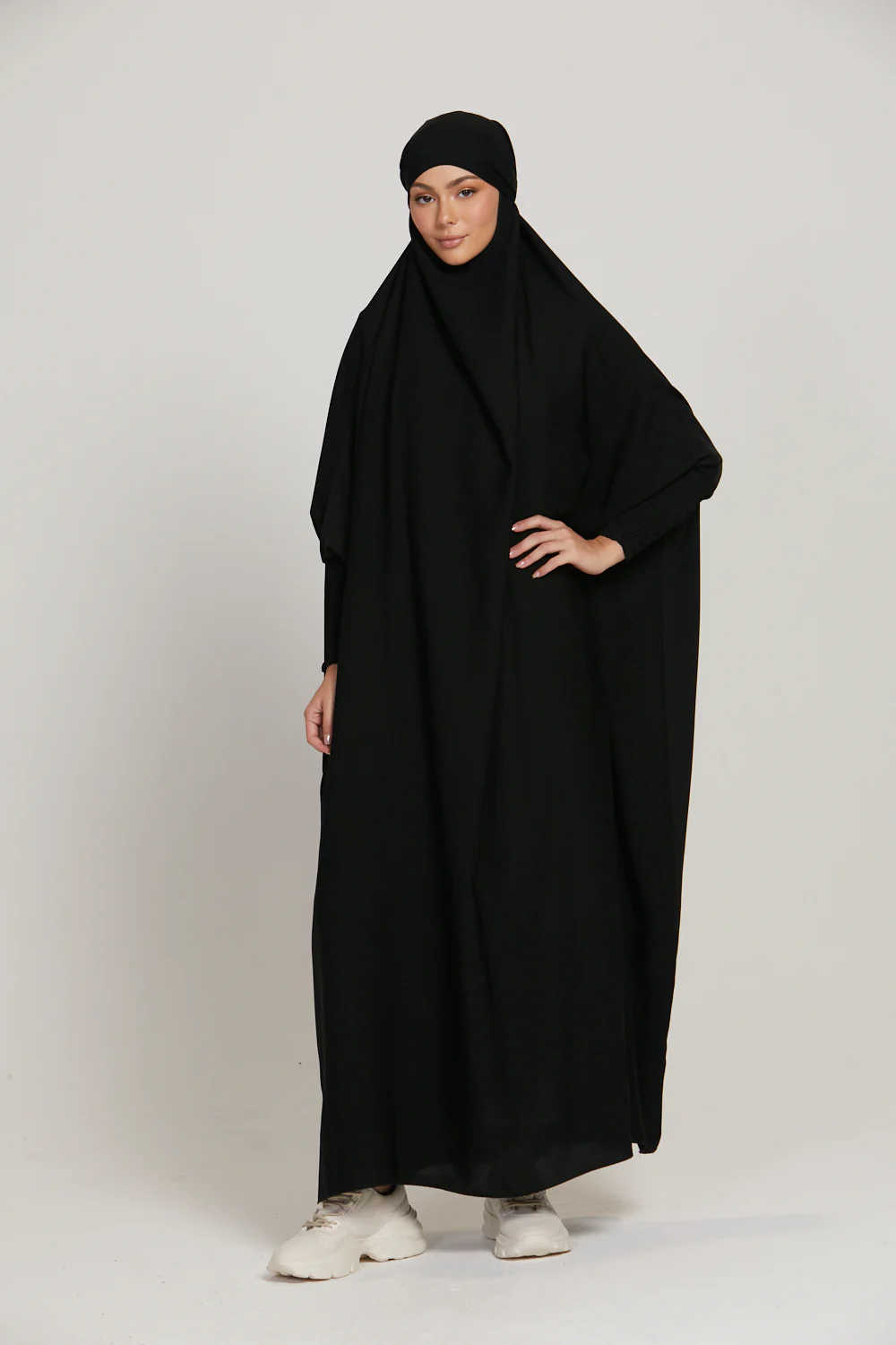 Premium One Piece Full Length Jilbab/ Prayer Abaya - Black - Image 4