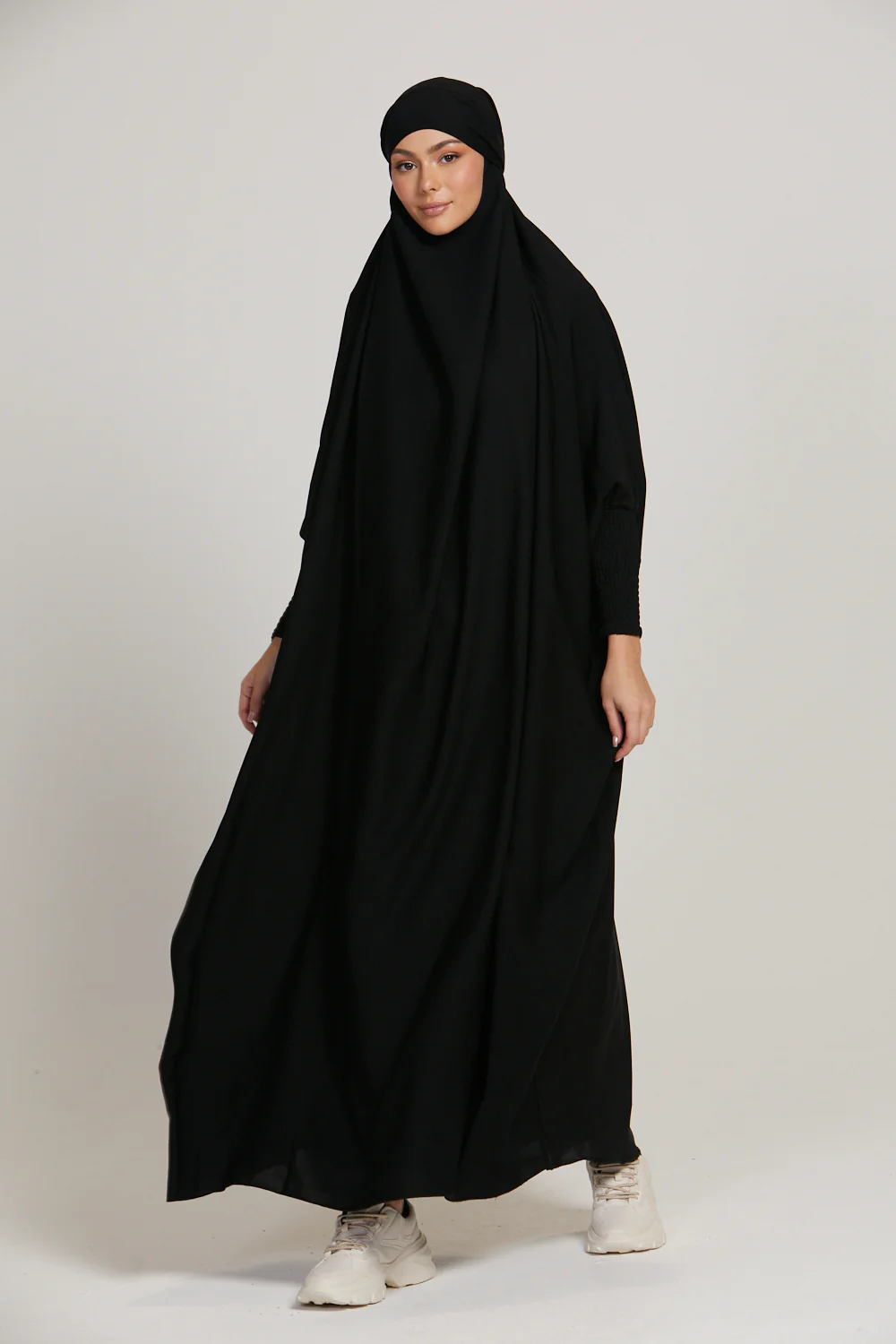 Premium One Piece Full Length Jilbab/ Prayer Abaya - Black - Image 5