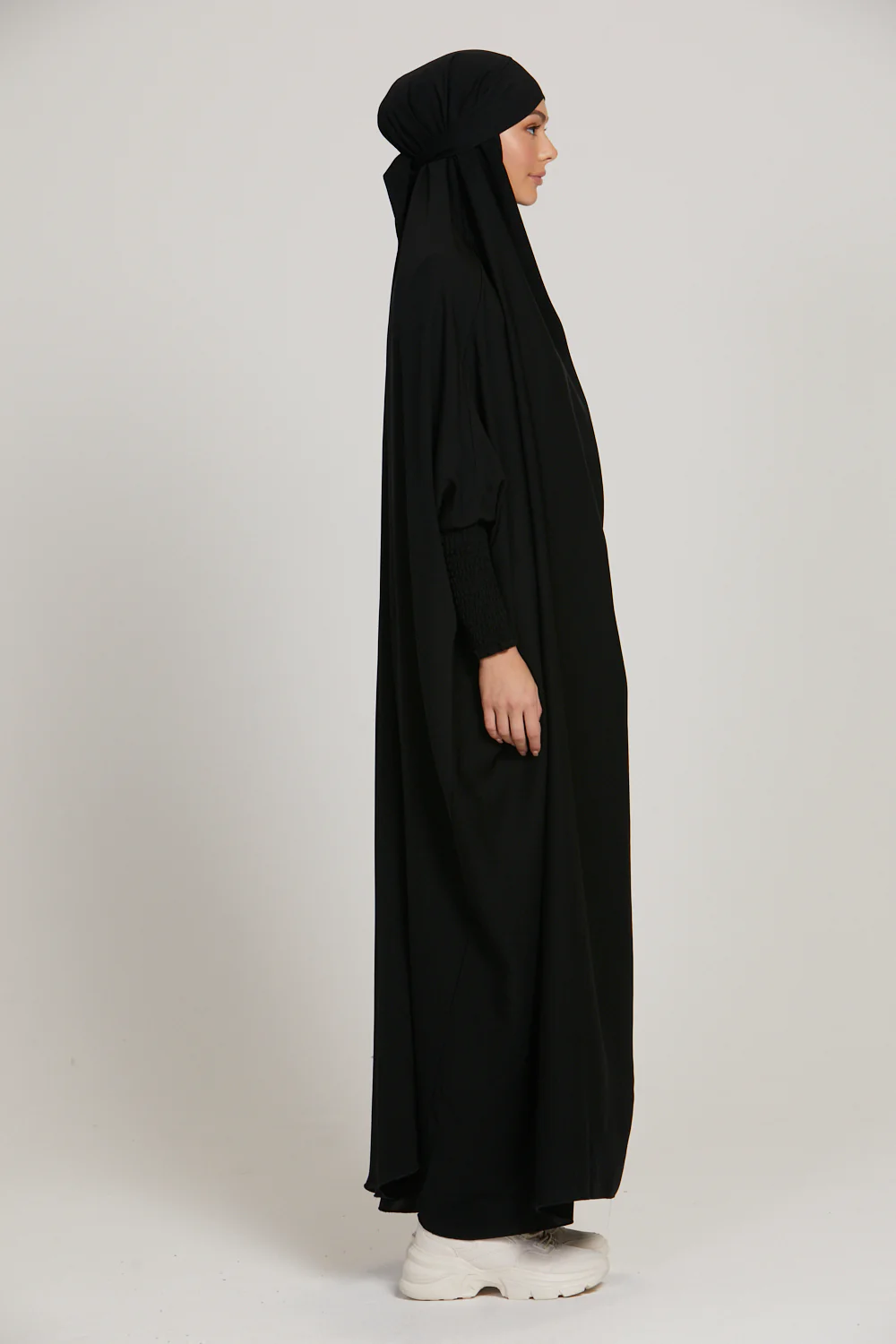 Premium One Piece Full Length Jilbab/ Prayer Abaya - Black - Image 6