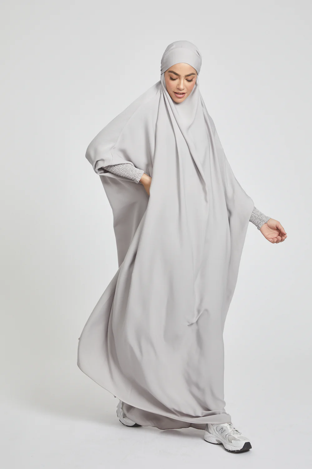 Premium One Piece Full Length Jilbab/ Prayer Abaya - Sand - Image 4