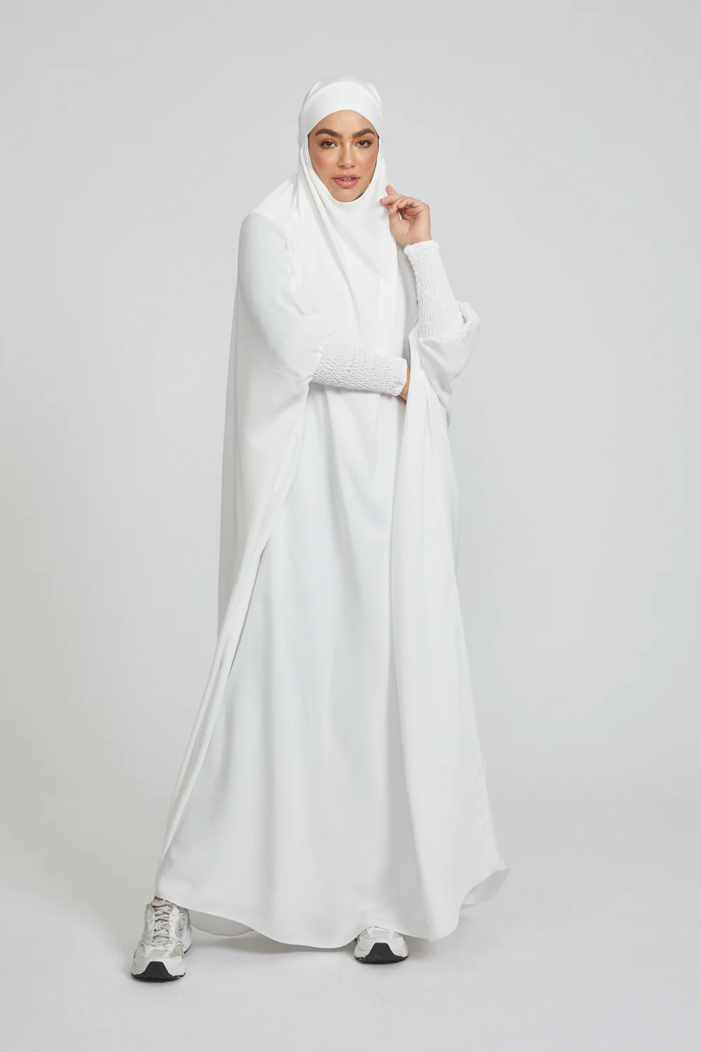 Premium One Piece Full Length Jilbab/ Prayer Abaya - White - Image 4