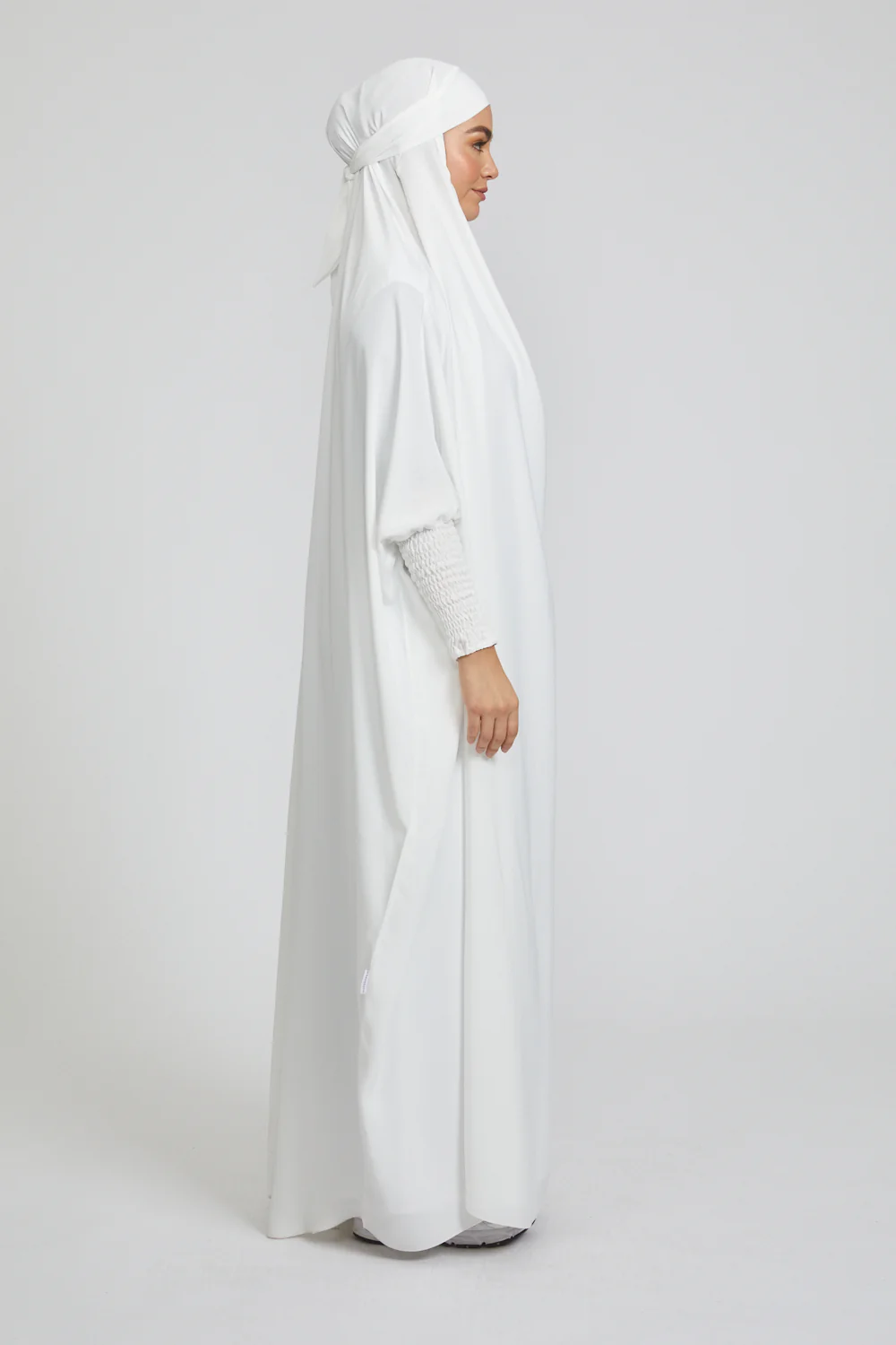 Premium One Piece Full Length Jilbab/ Prayer Abaya - White - Image 5