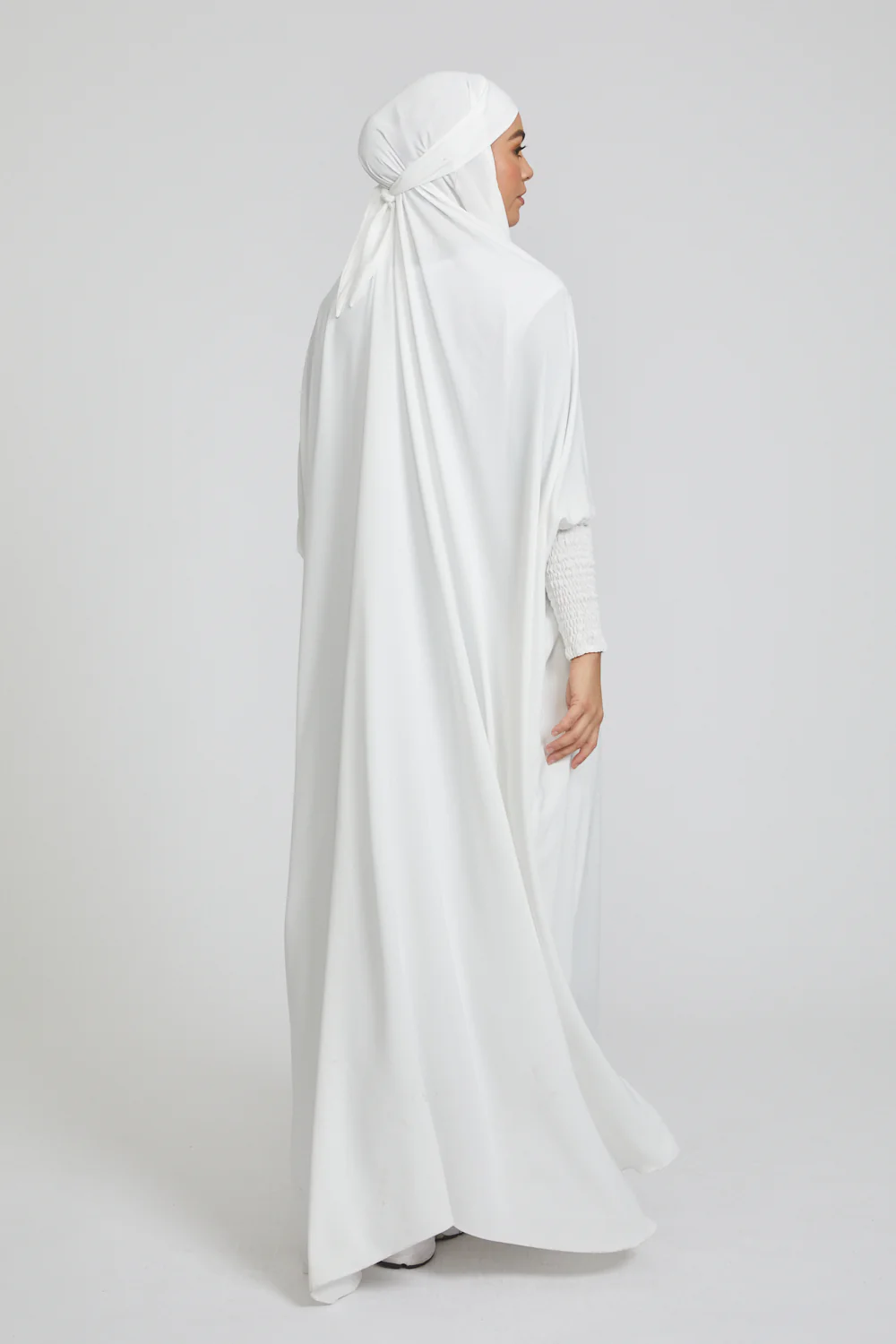 Premium One Piece Full Length Jilbab/ Prayer Abaya - White - Image 6