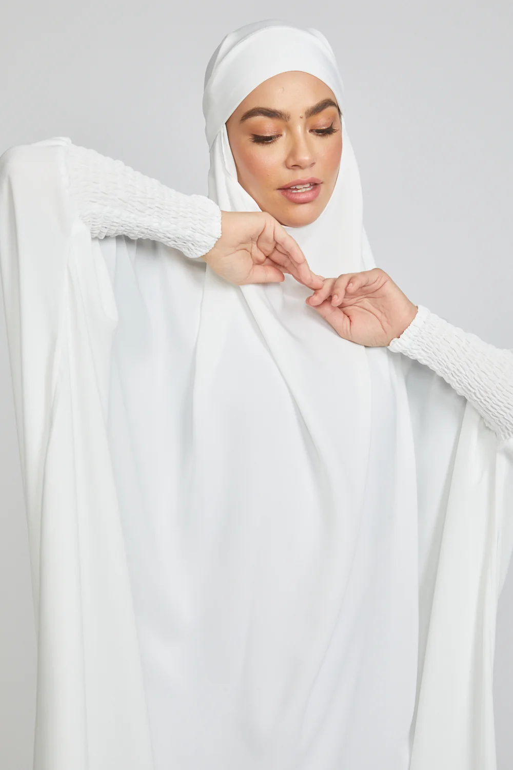Premium One Piece Full Length Jilbab/ Prayer Abaya - White - Image 7