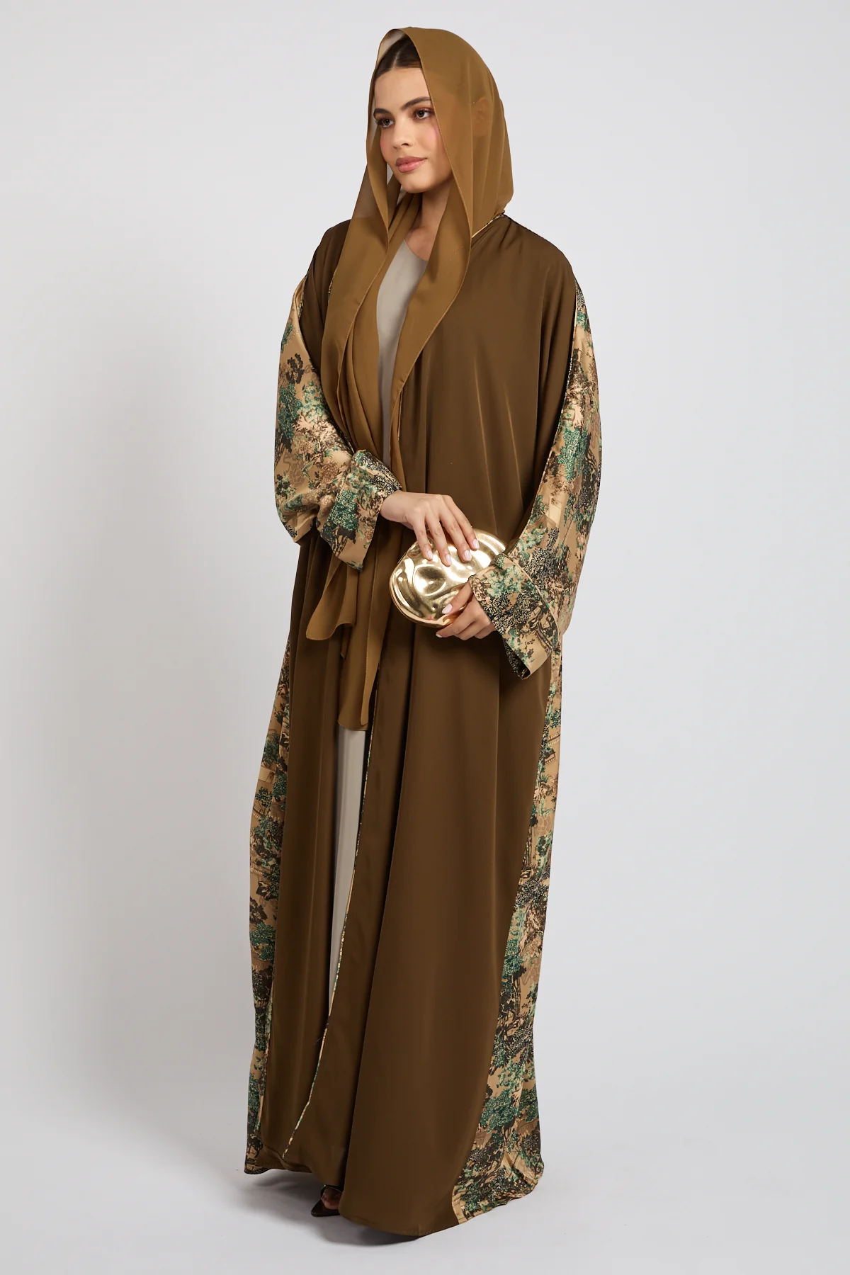 Premium Oriental Garden Olive Bronze Open Abaya - LIMITED EDITION - Image 10