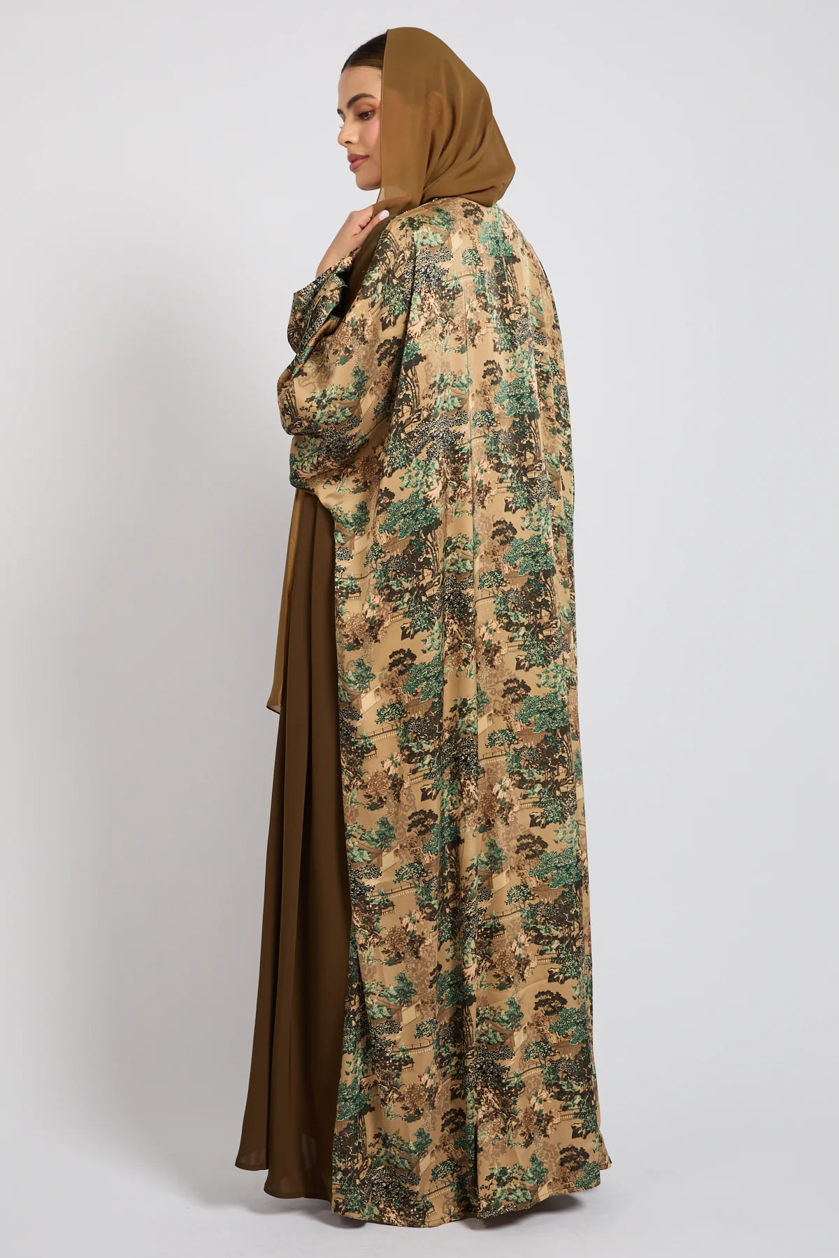 Premium Oriental Garden Olive Bronze Open Abaya - LIMITED EDITION - Image 8