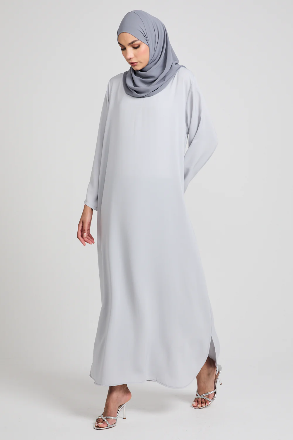Premium Pearl Grey Nidha Inner Slip Dress - LONG SLEEVE