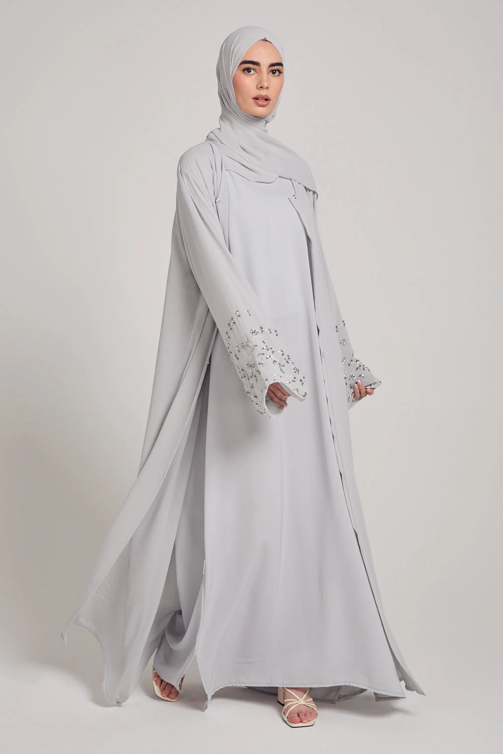 Premium Pearl Grey Nidha Inner Slip Dress - LONG SLEEVE - Image 4