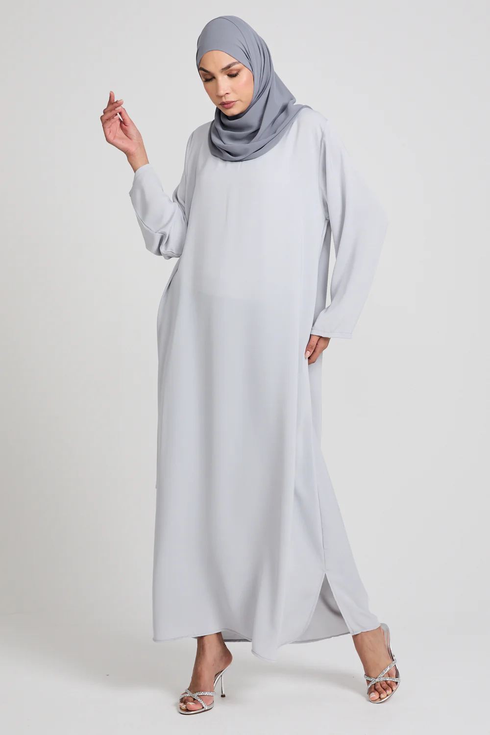 Premium Pearl Grey Nidha Inner Slip Dress - LONG SLEEVE - Image 5