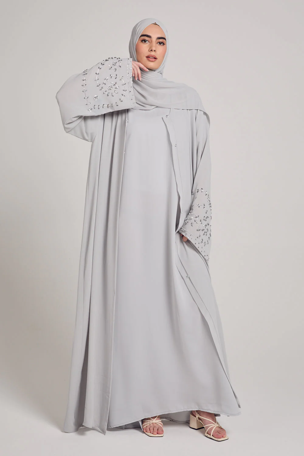 Premium Pearl Grey Nidha Inner Slip Dress - LONG SLEEVE - Image 6