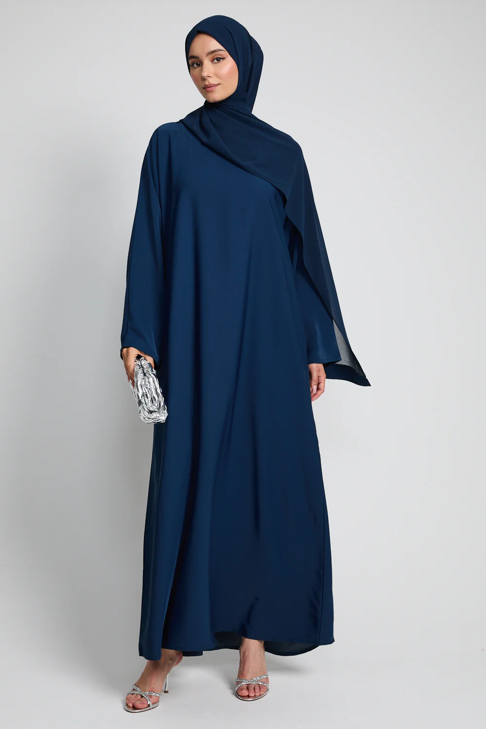 Premium Plain Closed Abaya - Sapphire Dusk - Image 3
