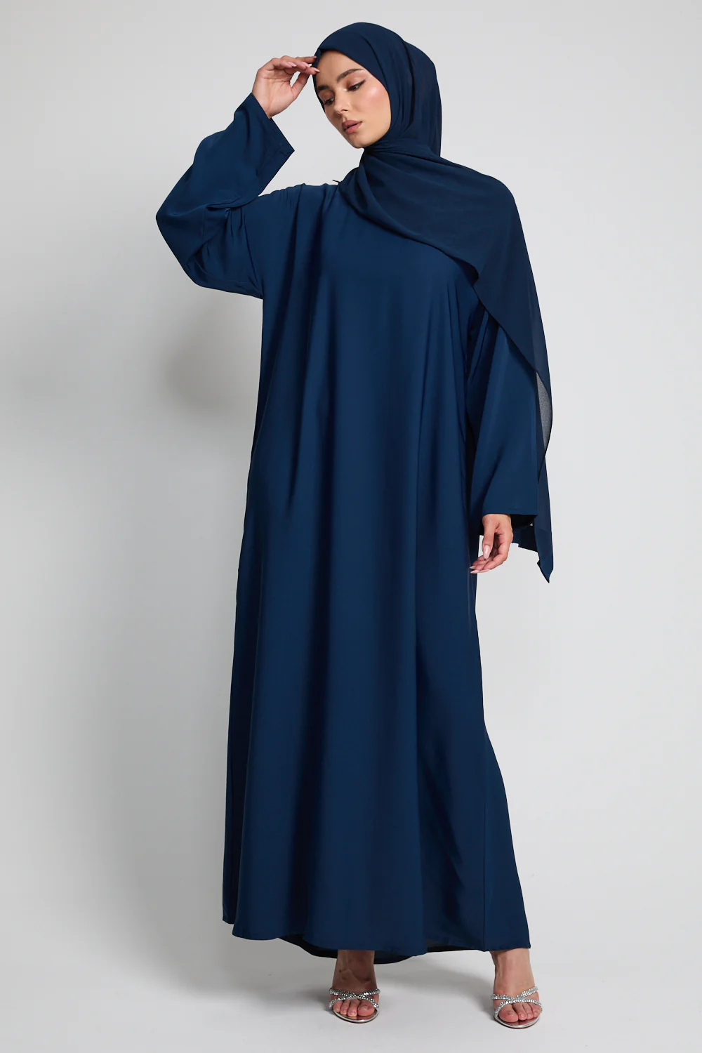 Premium Plain Closed Abaya - Sapphire Dusk - Image 5