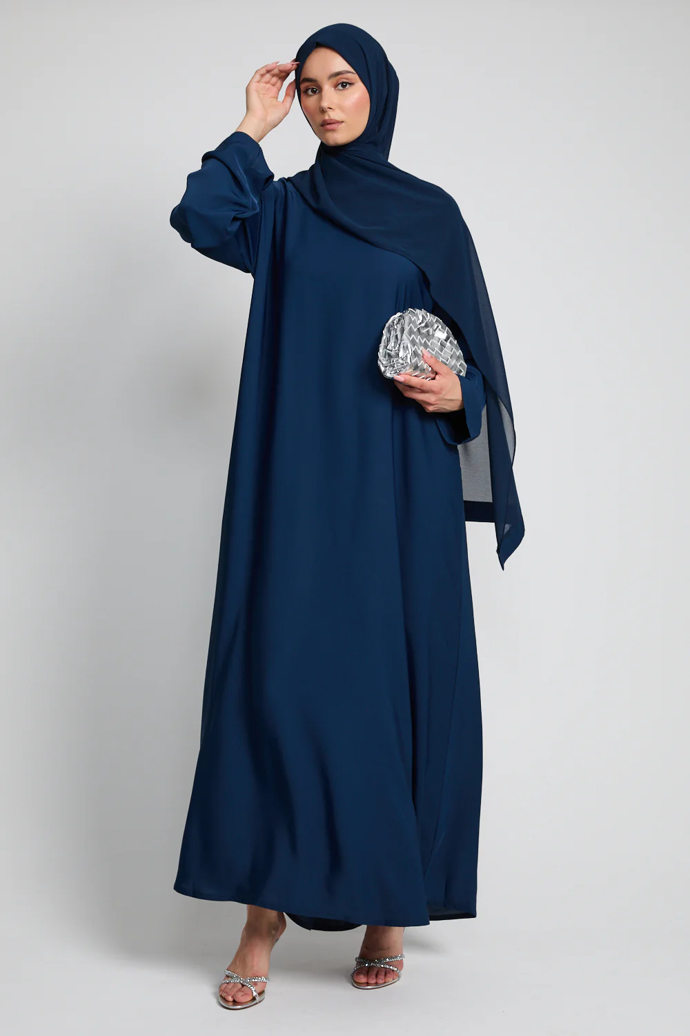 Premium Plain Closed Abaya - Sapphire Dusk - Image 7