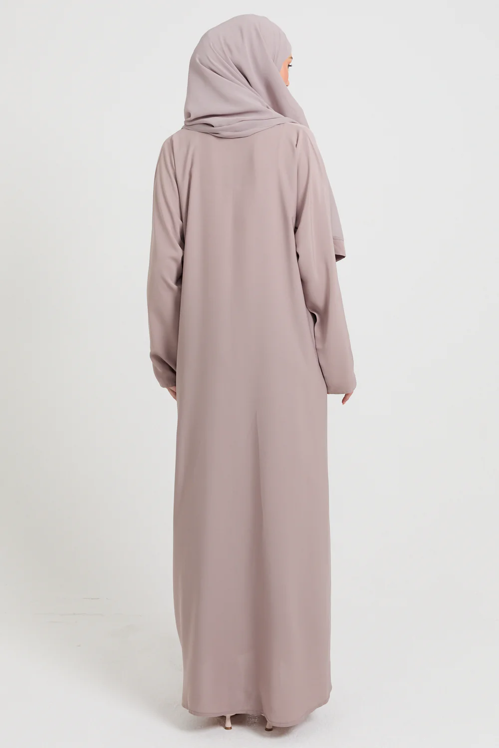 Premium Plain Closed Abaya with Pockets - Dusky Nude - Image 8