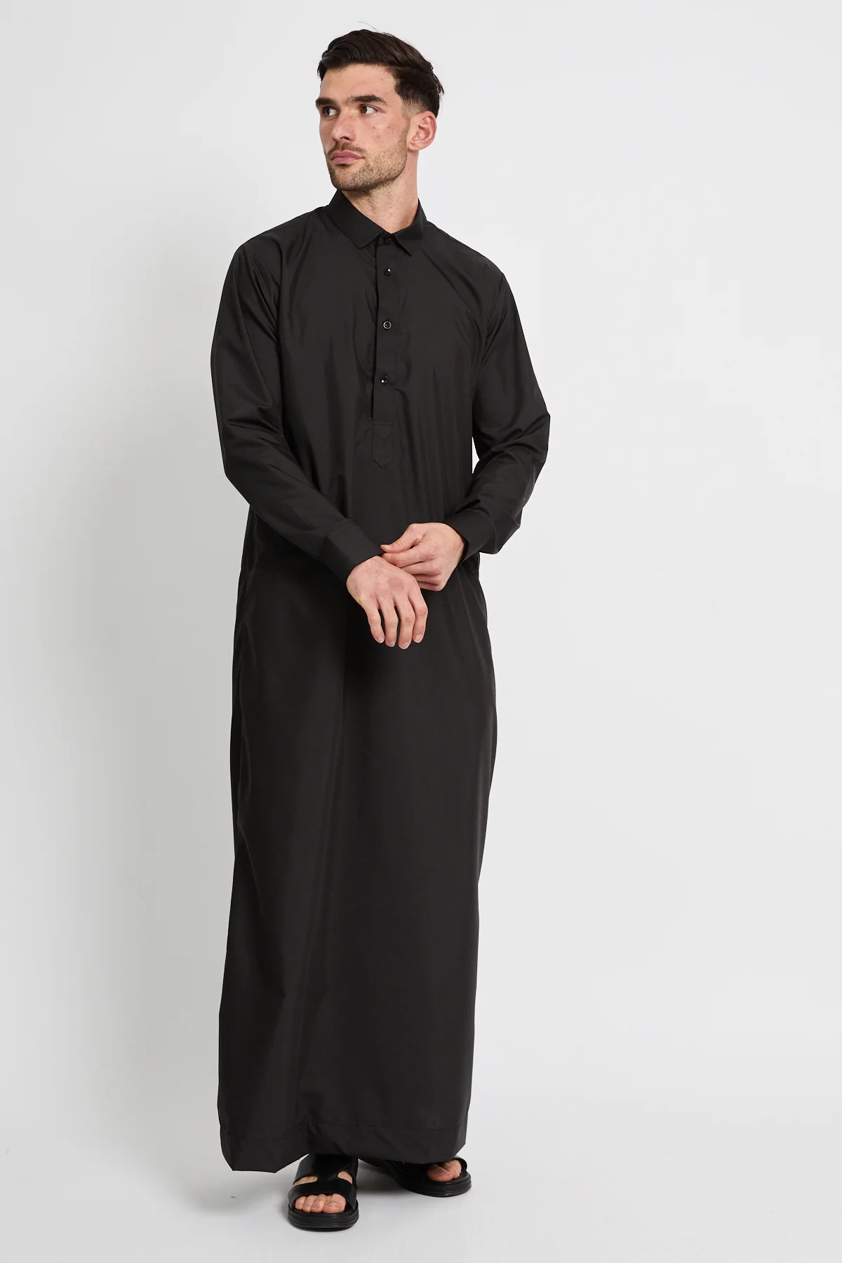 Premium Qatari Thobe - Black - Image 8