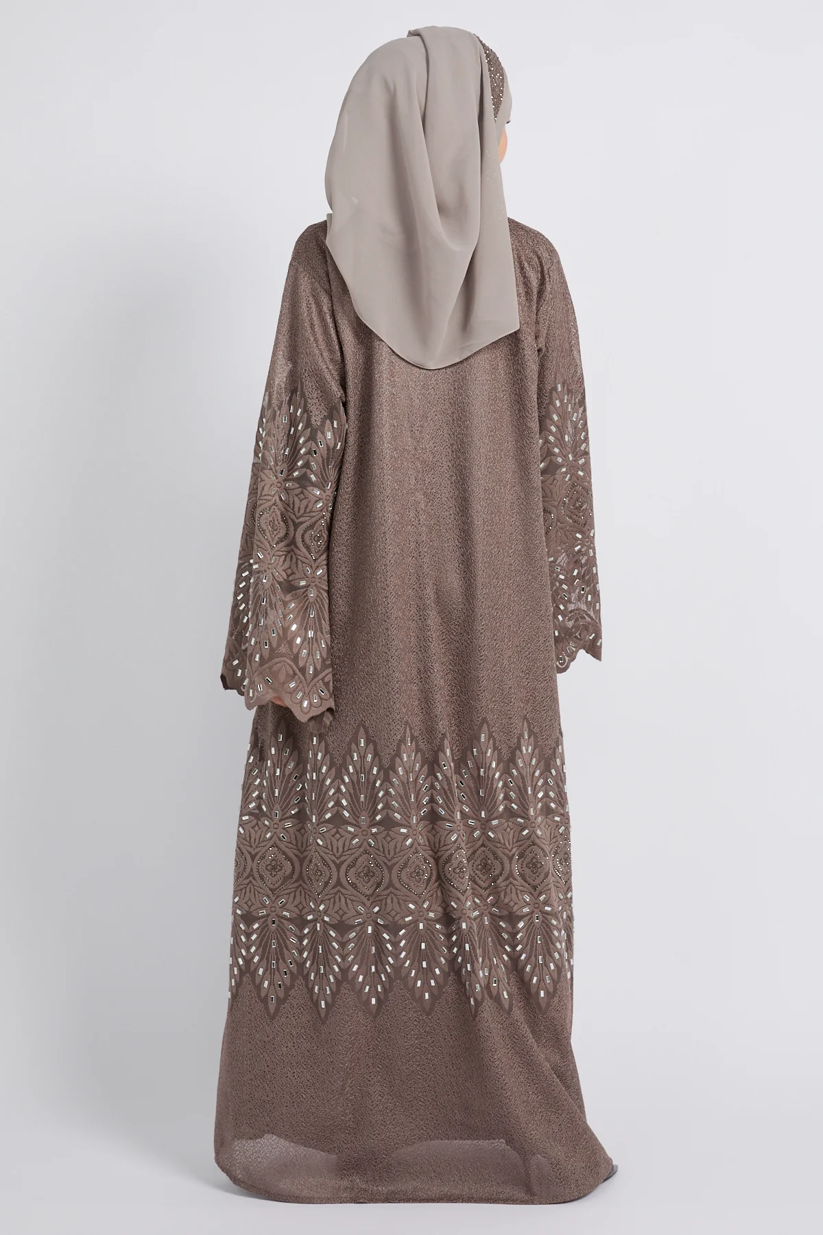 Premium Regal Mosaic Open Abaya - Mocha Taupe - LIMITED EDITION - Image 7