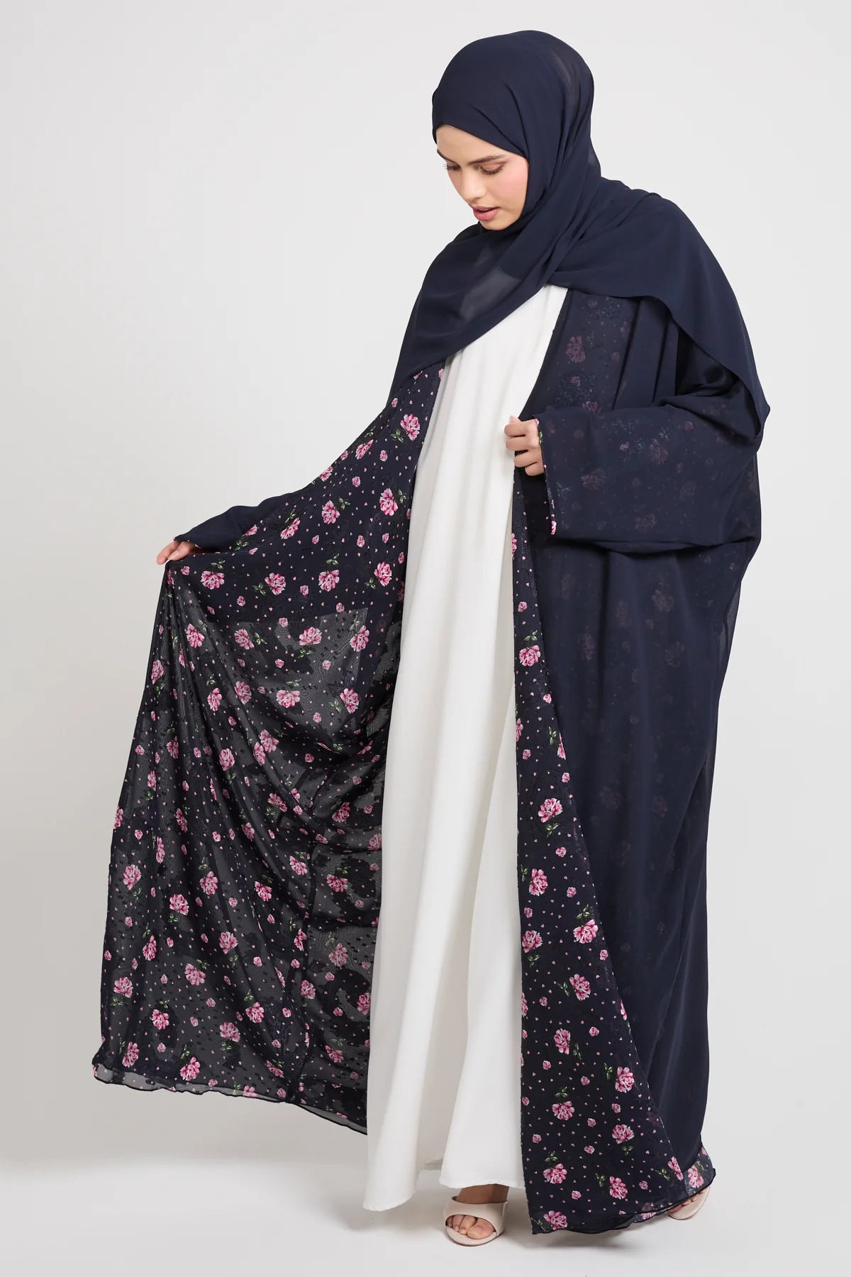 Premium Reversible Floral Open Bisht – Midnight Rose - LIMITED EDITION - Image 3
