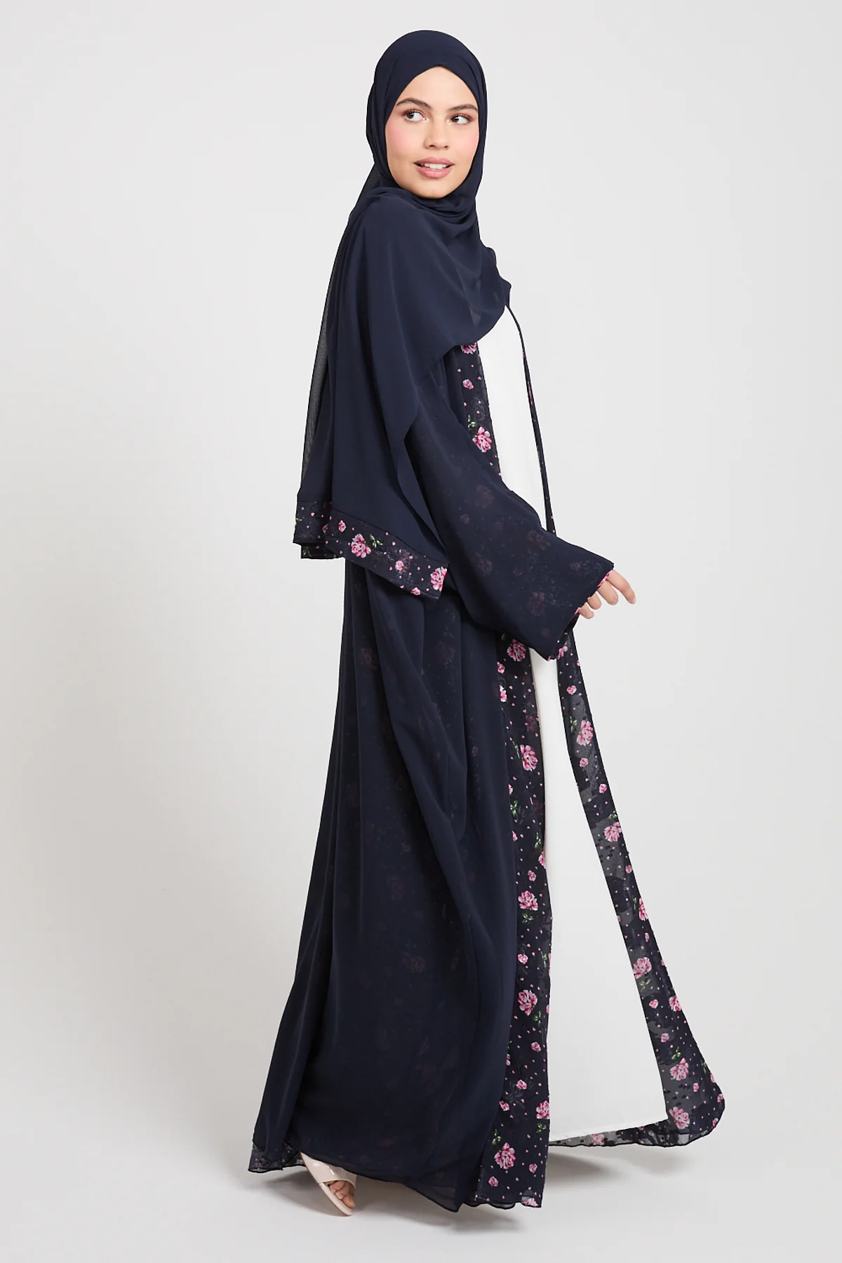 Premium Reversible Floral Open Bisht – Midnight Rose - LIMITED EDITION - Image 5