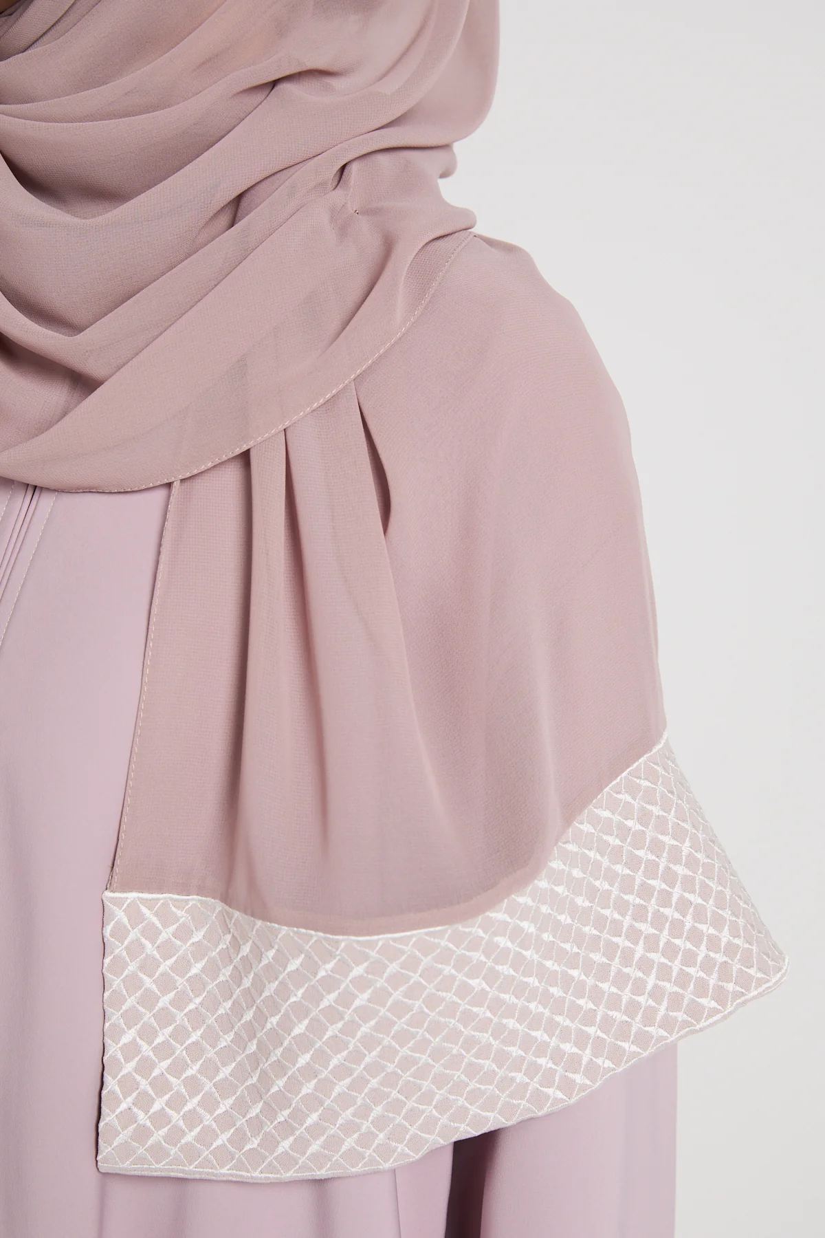 Premium Rosemist Embroidered Lace Georgette Chiffon Hijab - Image 2