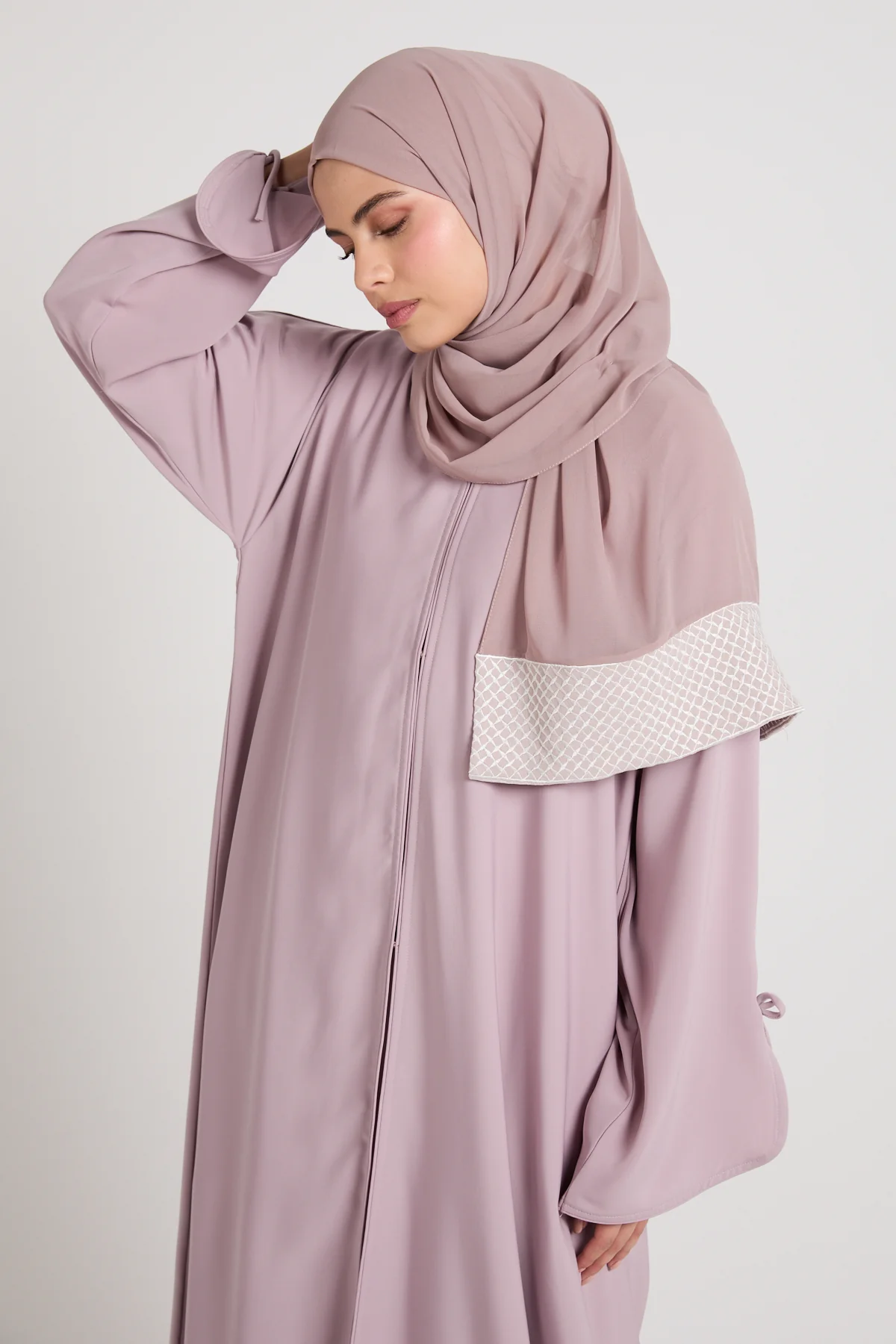 Premium Rosemist Embroidered Lace Georgette Chiffon Hijab - Image 3