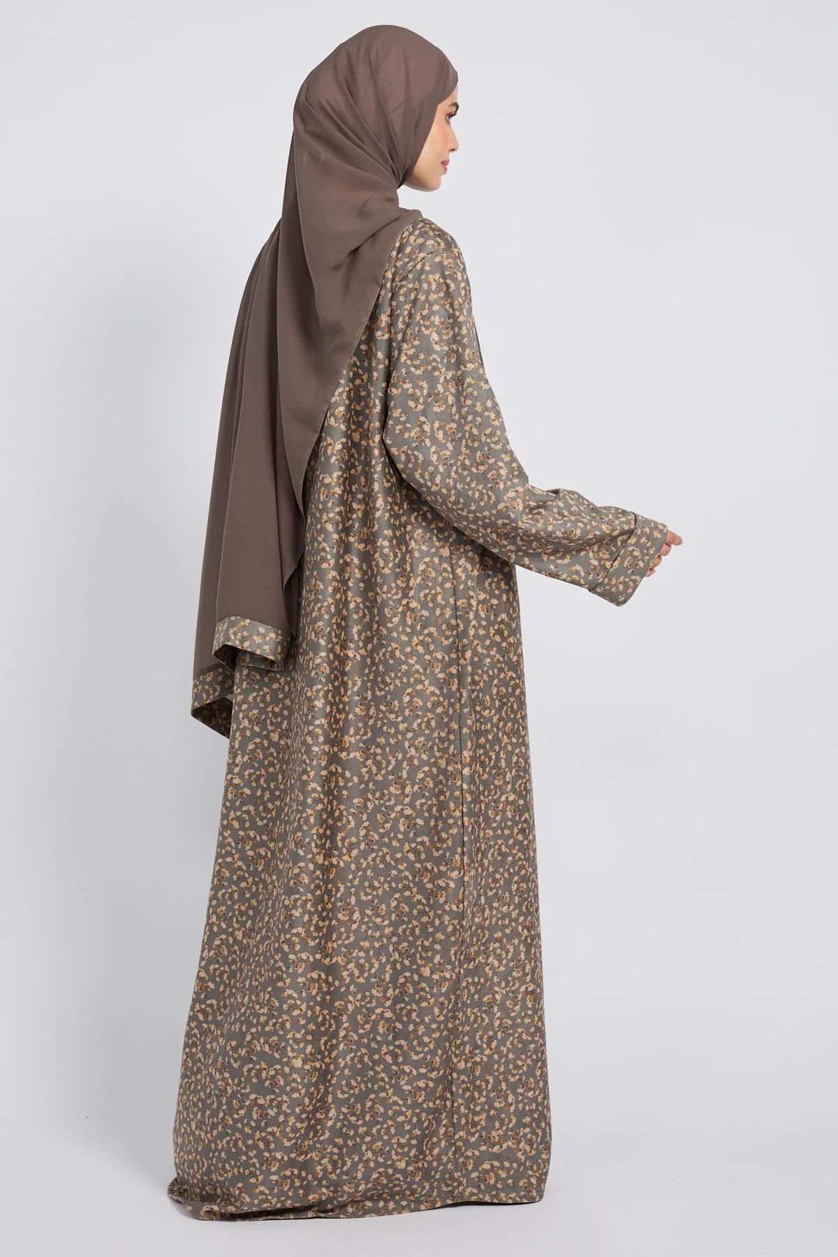 Premium Sandstone Bloom Open Coat Abaya - LIMITED EDITION - Image 7