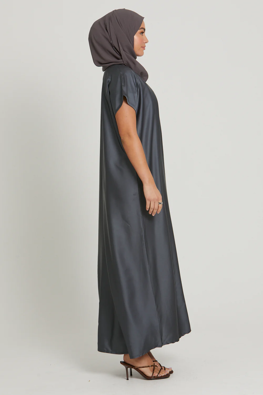 Premium Satin Inner Slip Dress - Dark Shadow - Image 5