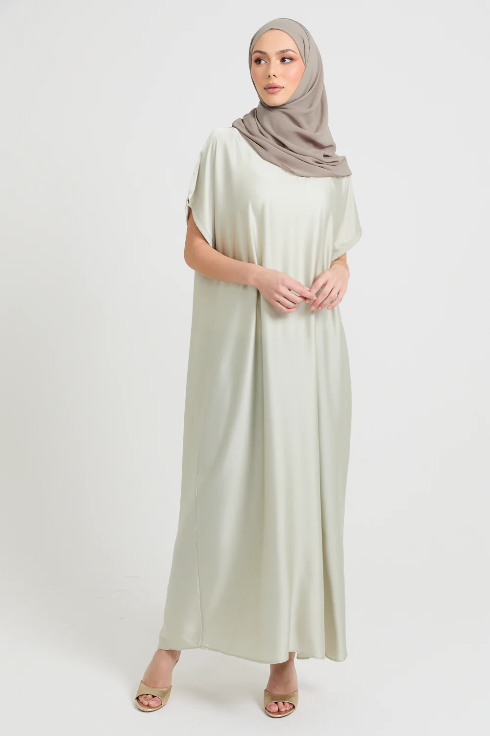 Premium Satin Inner Slip Dress - Frosted Sage