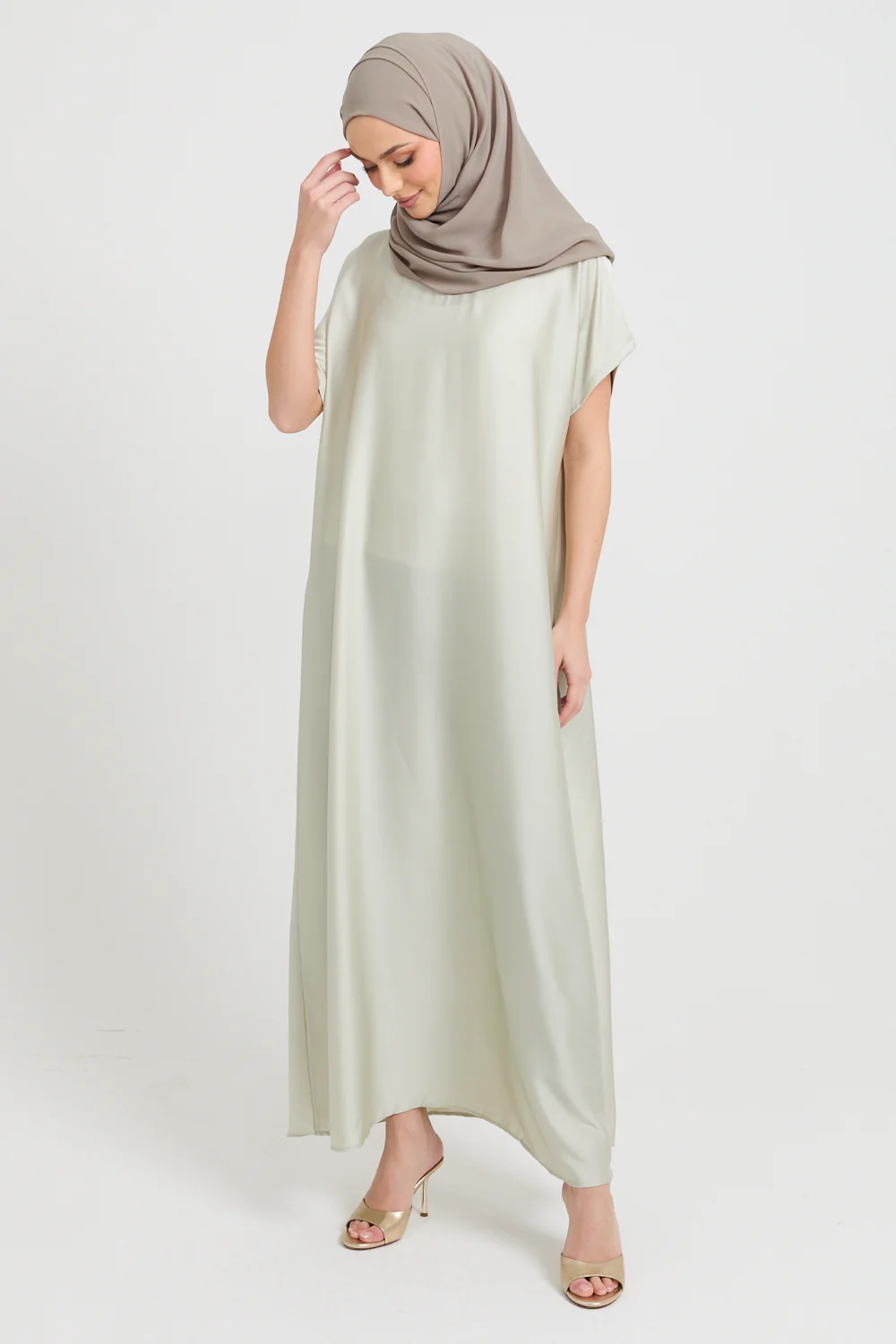 Premium Satin Inner Slip Dress - Frosted Sage - Image 3