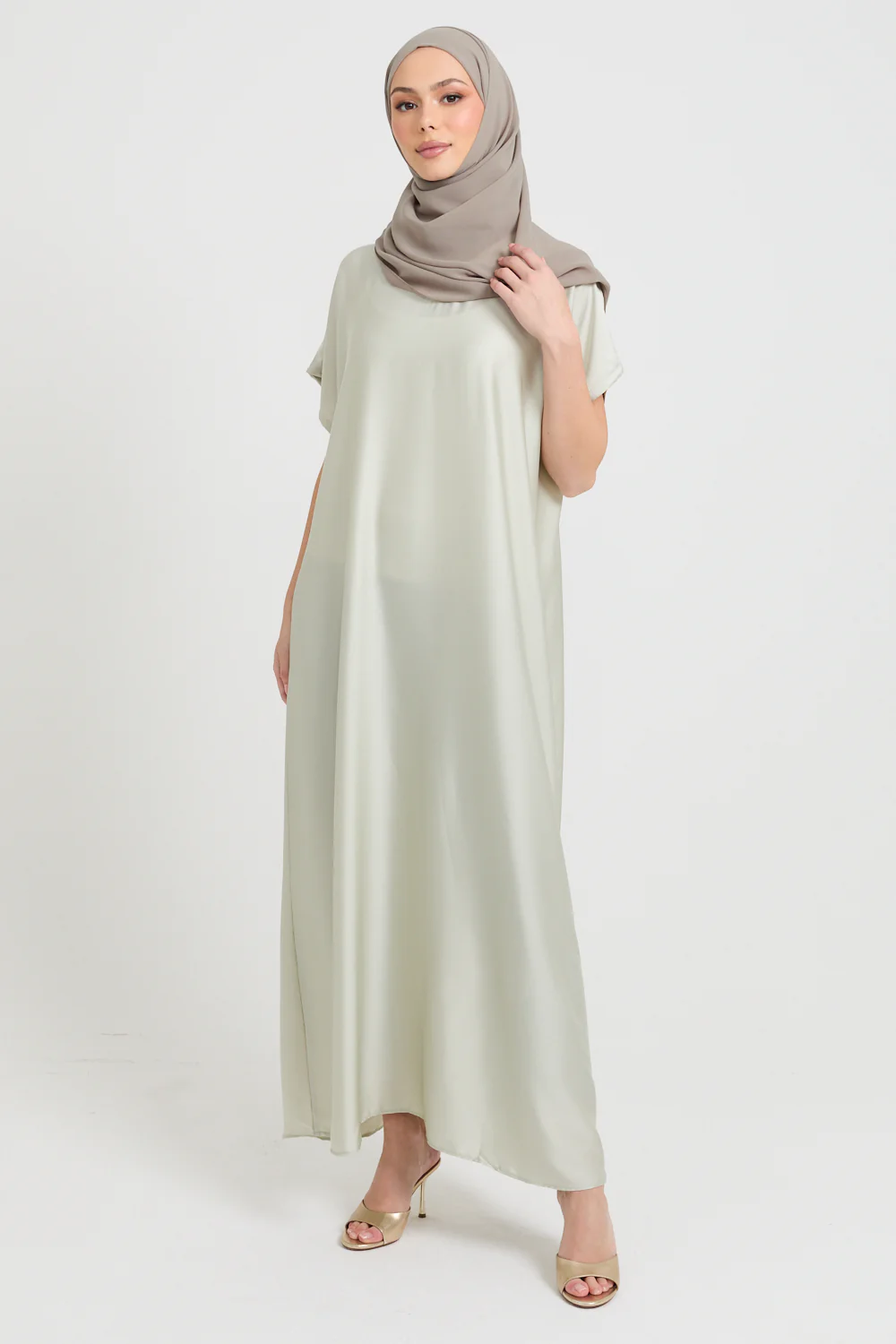 Premium Satin Inner Slip Dress - Frosted Sage - Image 4