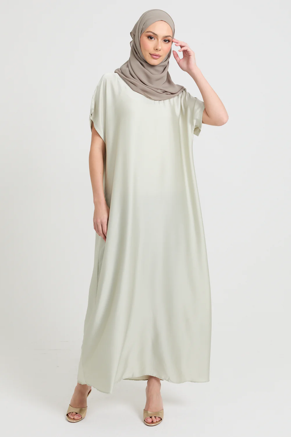 Premium Satin Inner Slip Dress - Frosted Sage - Image 7