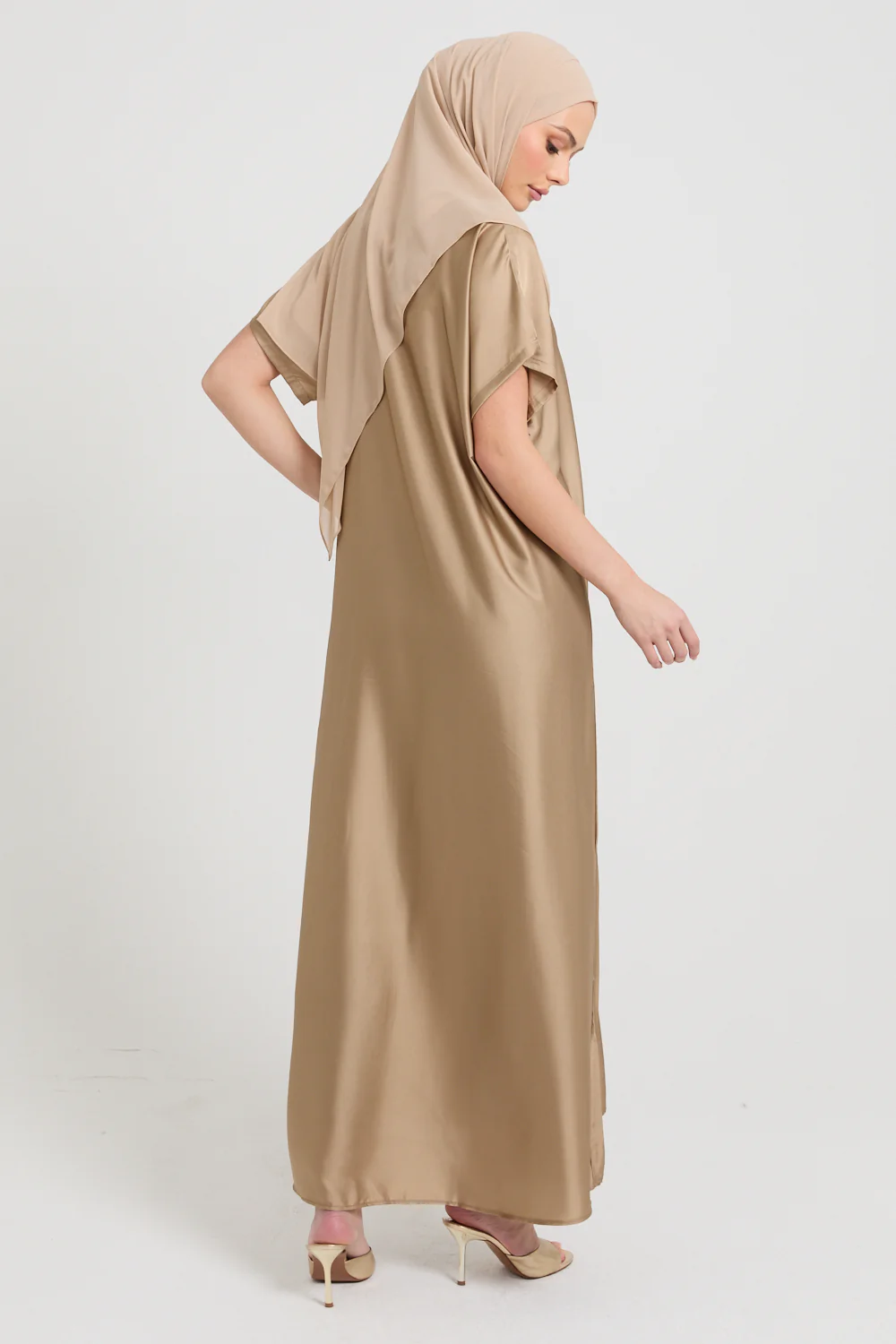 Premium Satin Inner Slip Dress - Golden Sand - Image 2