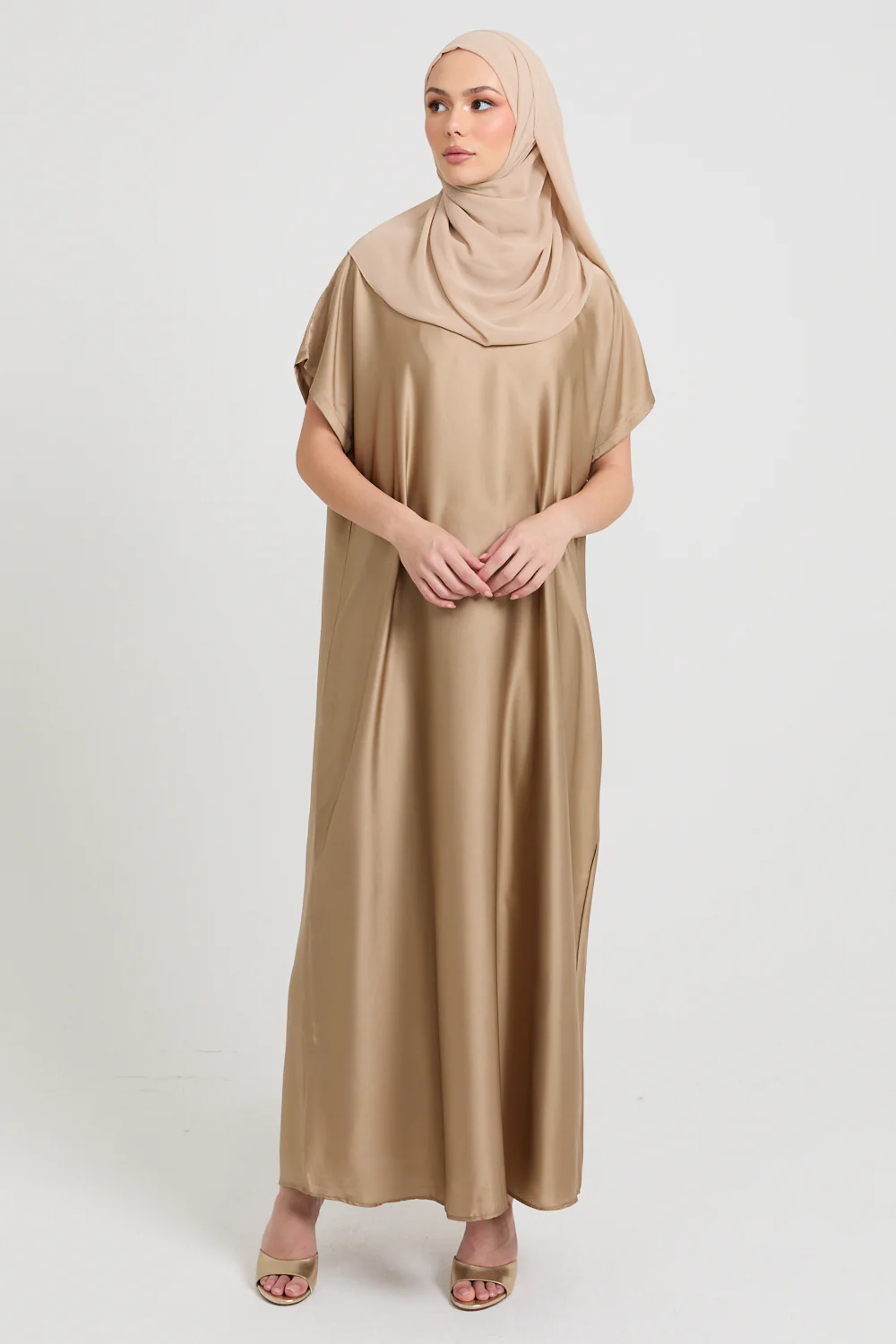 Premium Satin Inner Slip Dress - Golden Sand - Image 3