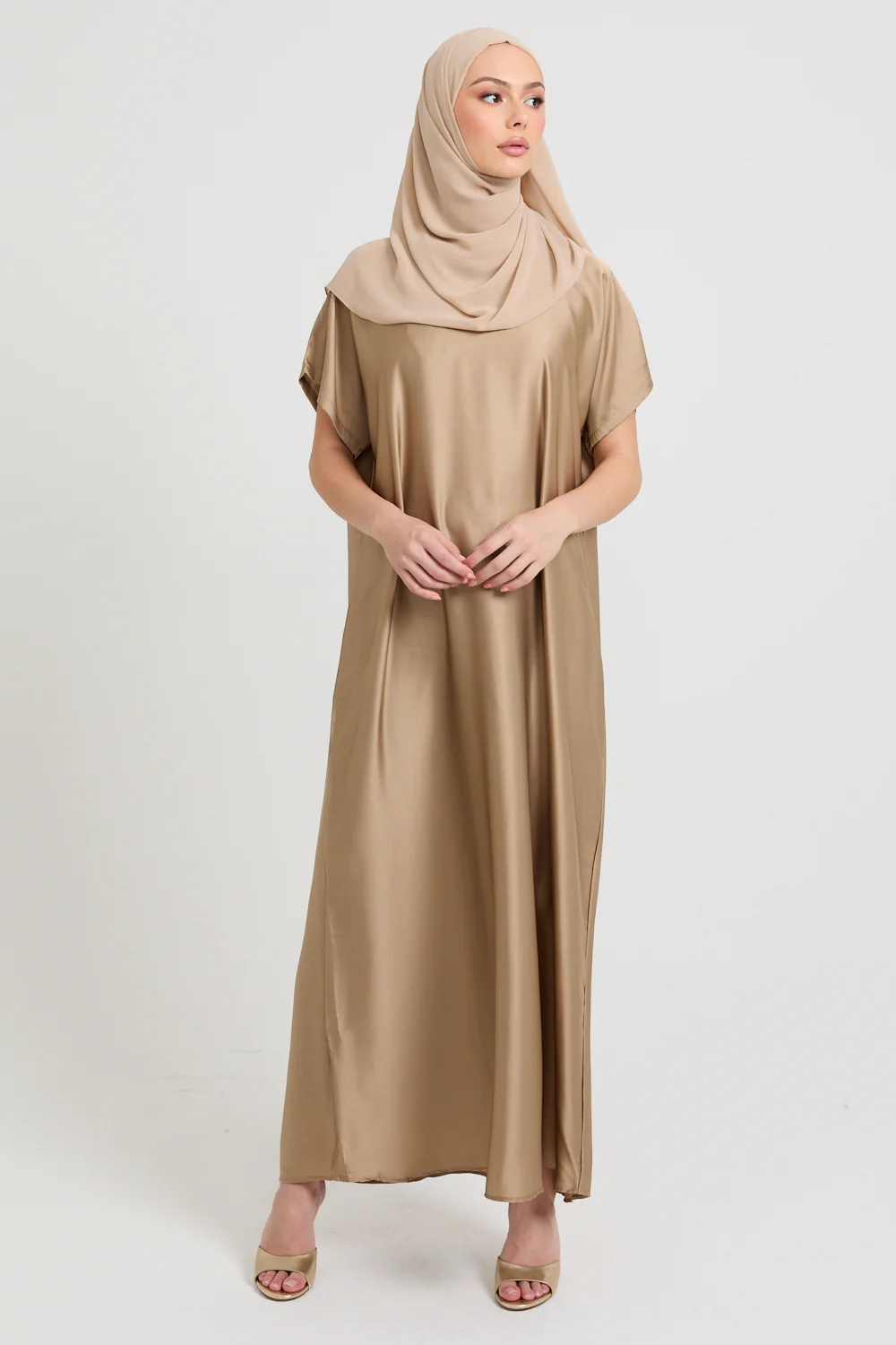 Premium Satin Inner Slip Dress - Golden Sand - Image 4