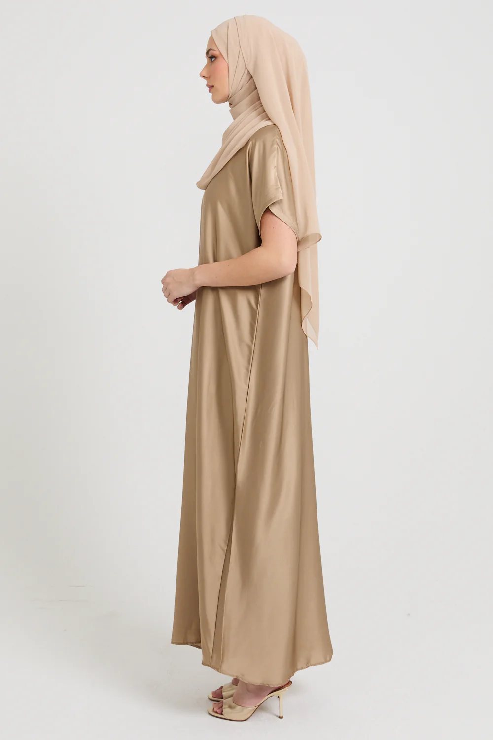Premium Satin Inner Slip Dress - Golden Sand - Image 6