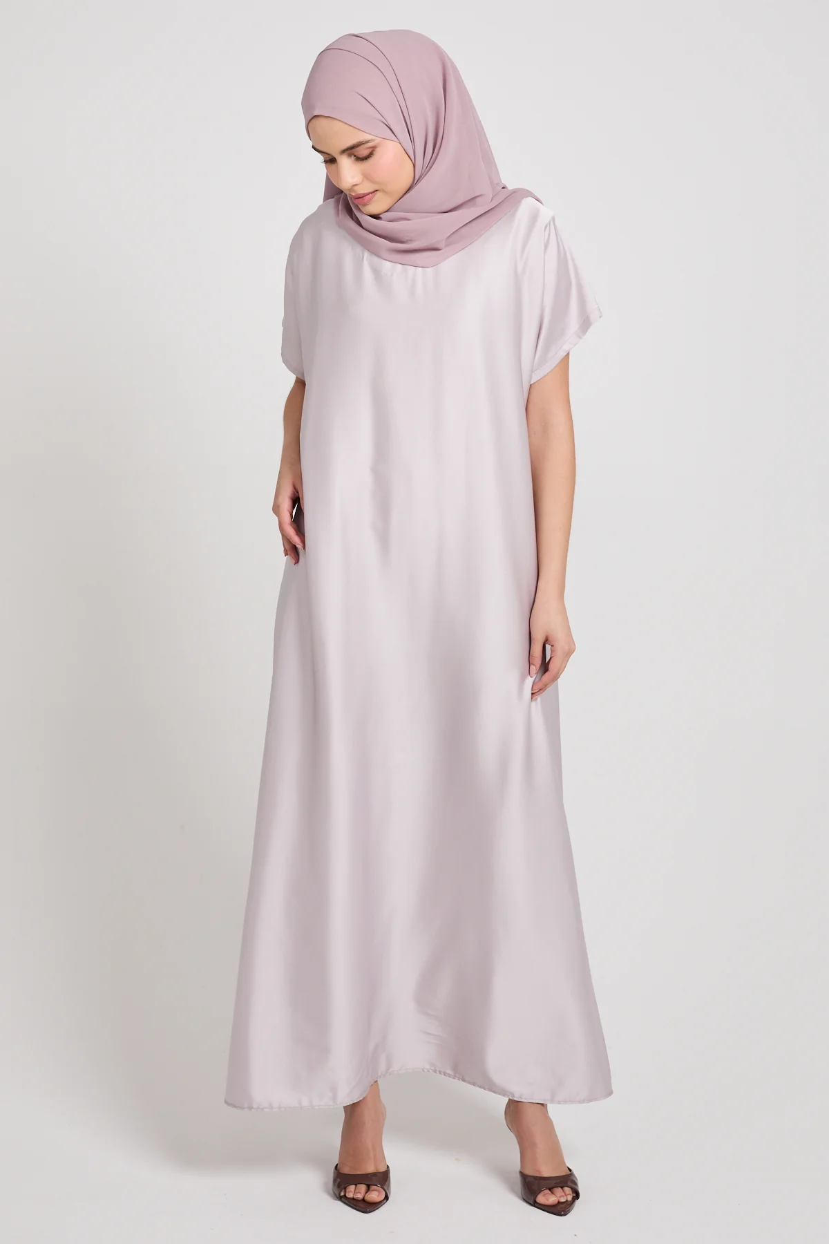 Premium Satin Inner Slip Dress - Misty Mauve Blush - Image 3