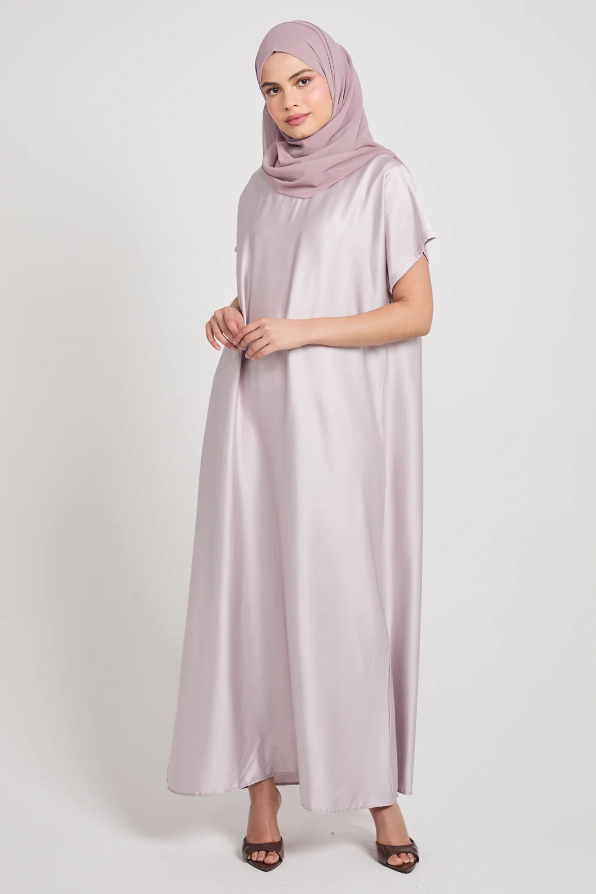 Premium Satin Inner Slip Dress - Misty Mauve Blush - Image 4