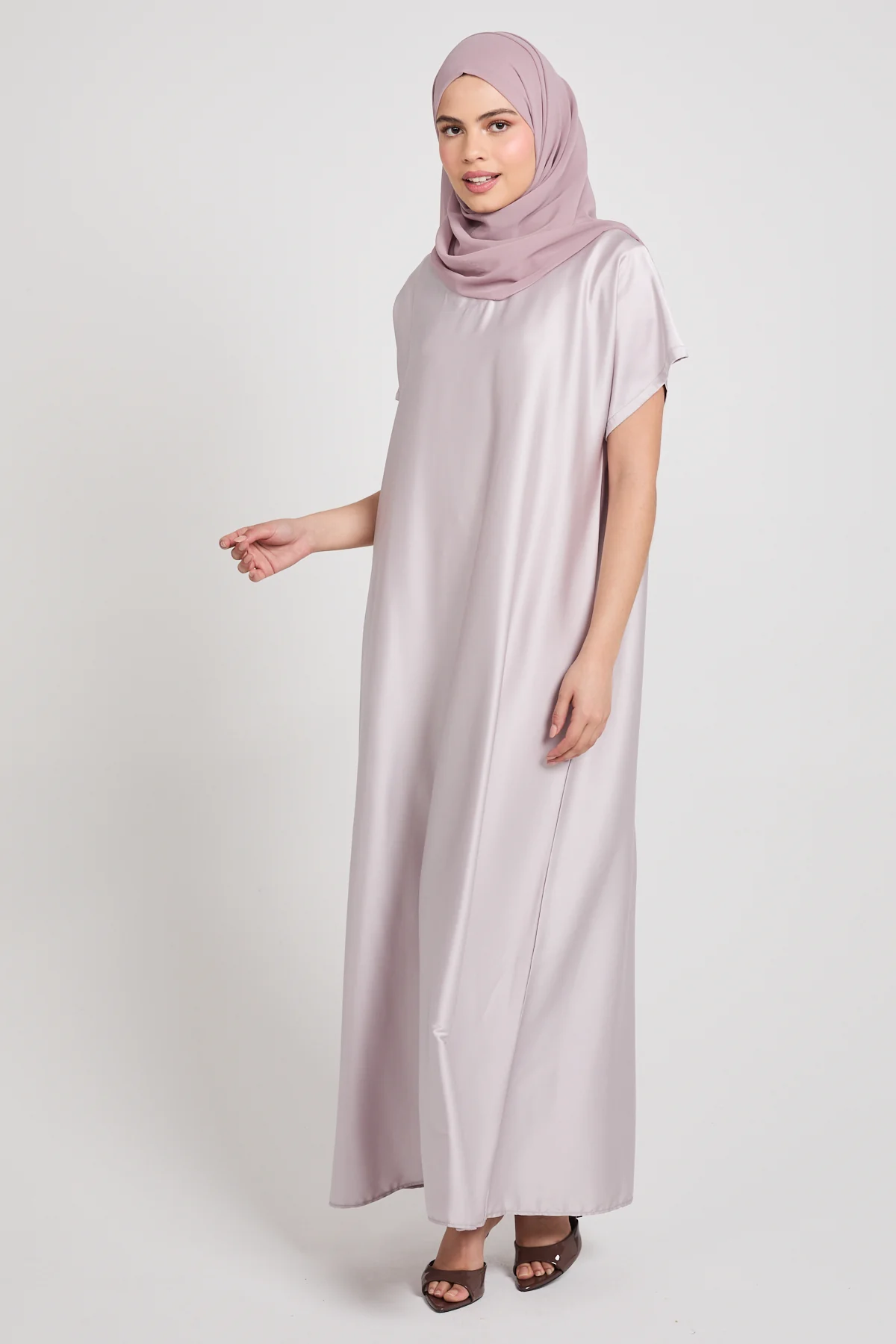 Premium Satin Inner Slip Dress - Misty Mauve Blush - Image 5