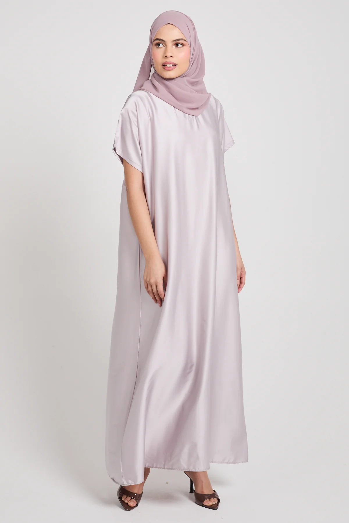 Premium Satin Inner Slip Dress - Misty Mauve Blush - Image 6
