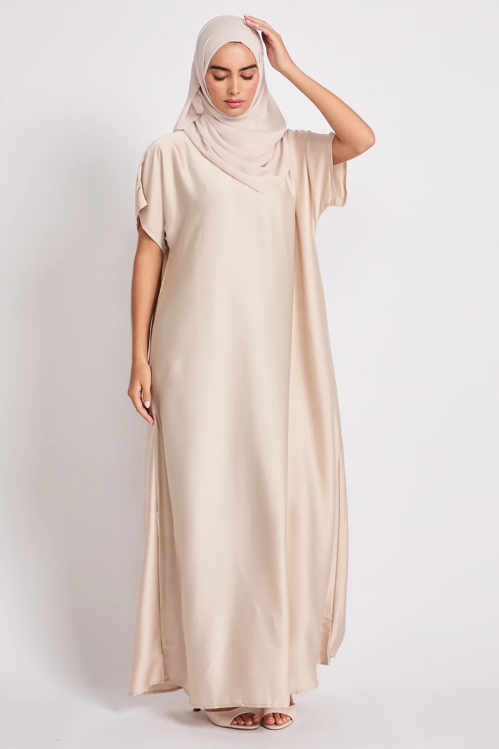 Premium Satin Inner Slip Dress - Moonlit Pearl - Image 3