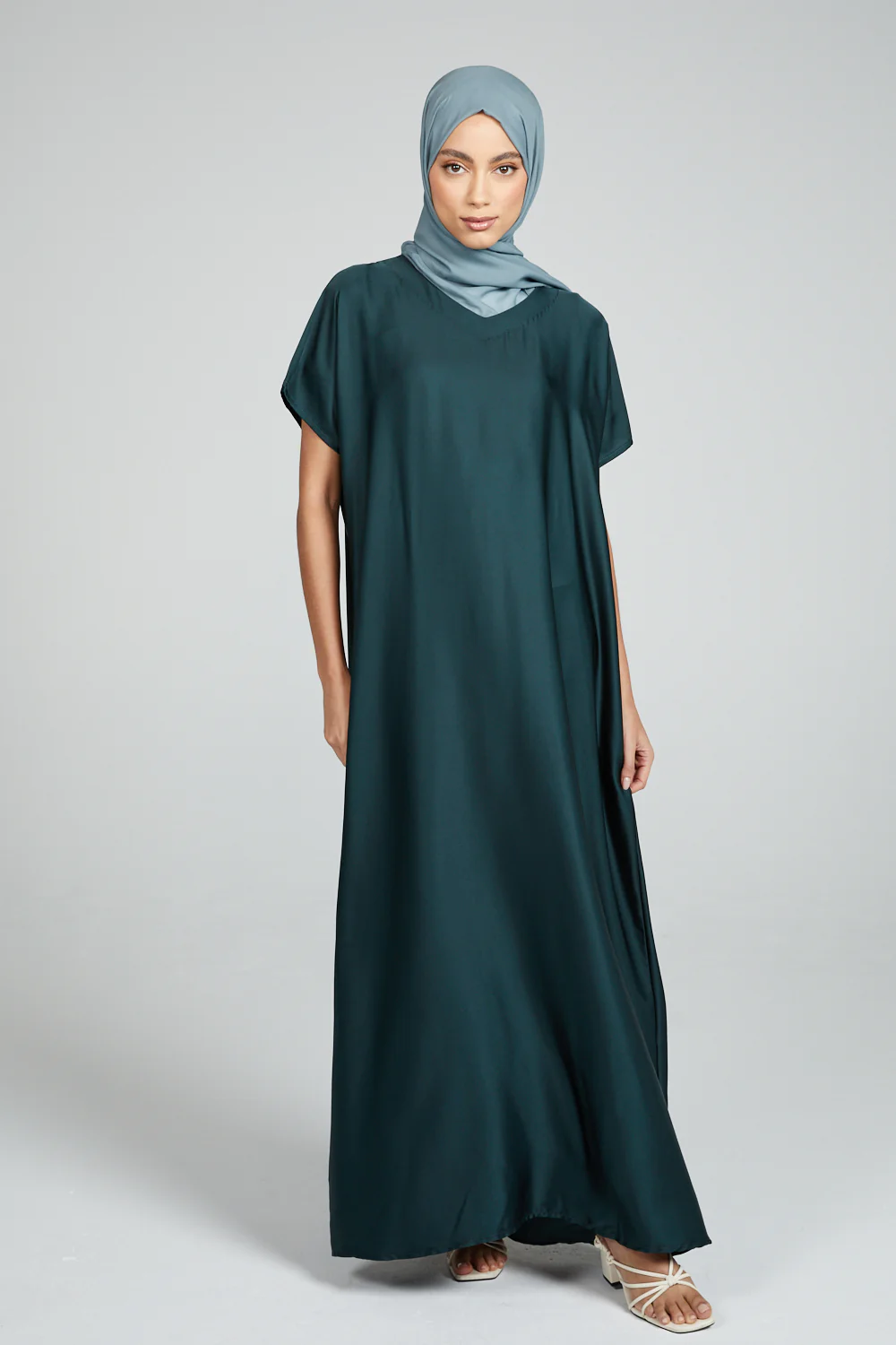 Premium Satin Inner Slip Dress - Rain Forest - Image 2