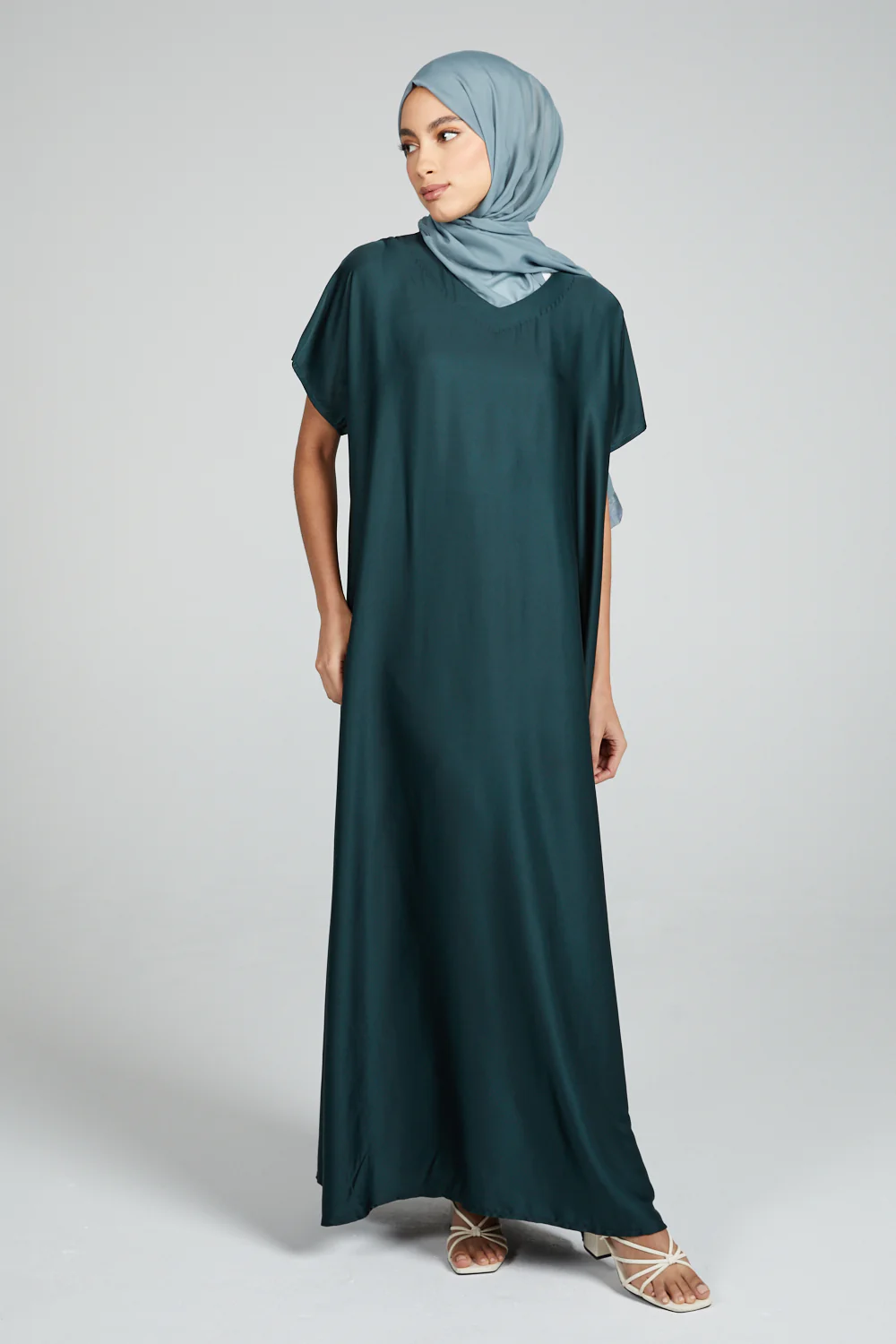 Premium Satin Inner Slip Dress - Rain Forest - Image 3