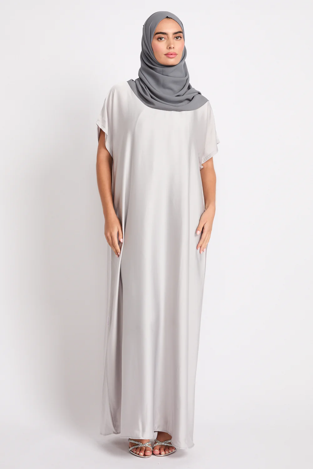 Premium Satin Inner Slip Dress - Silver Dove