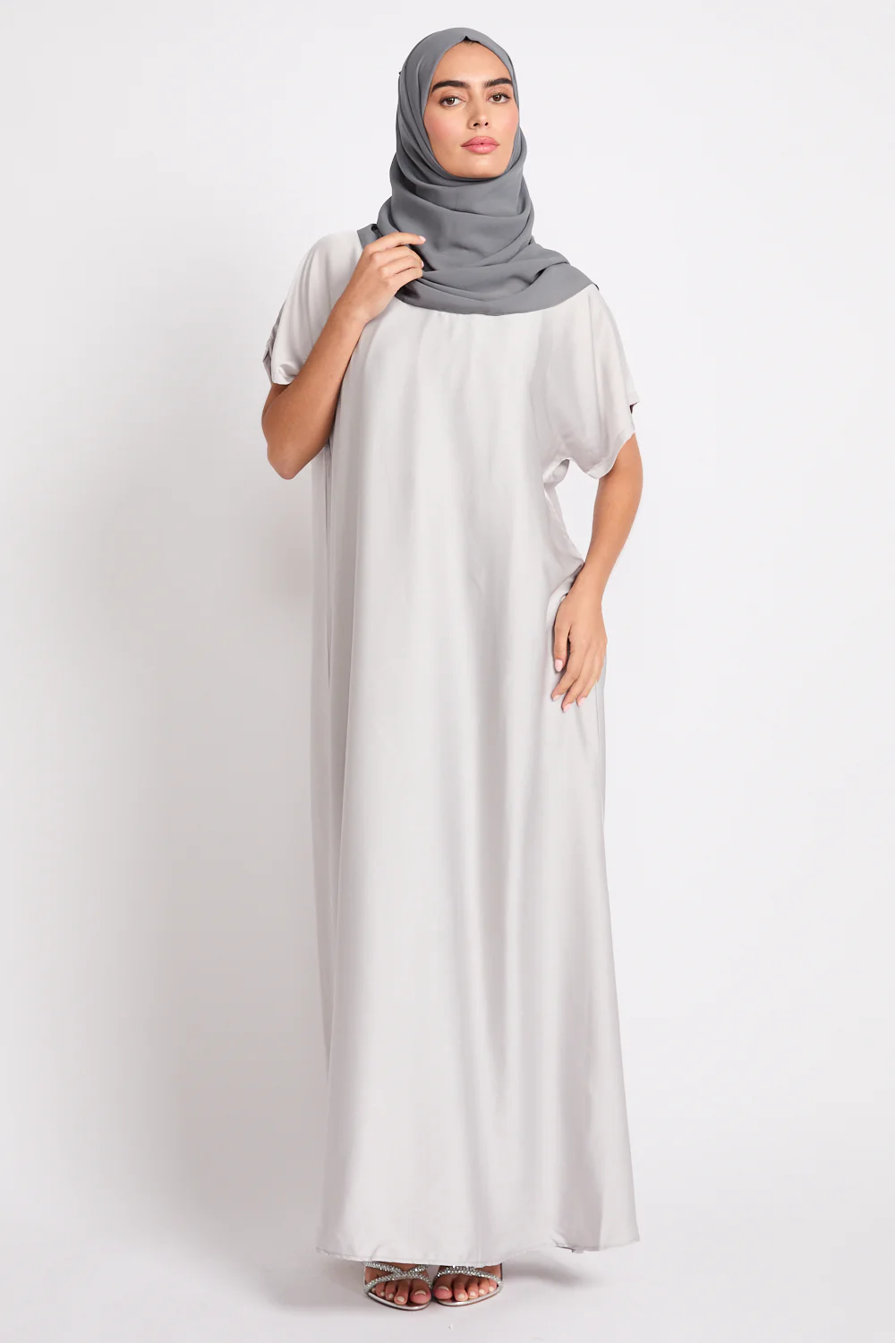 Premium Satin Inner Slip Dress - Silver Dove - Image 3