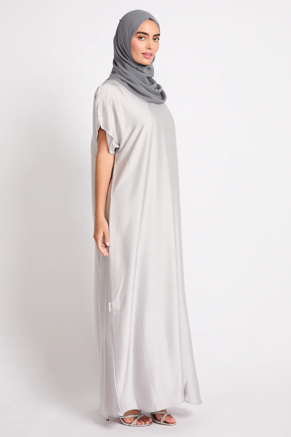 Premium Satin Inner Slip Dress - Silver Dove - Image 4