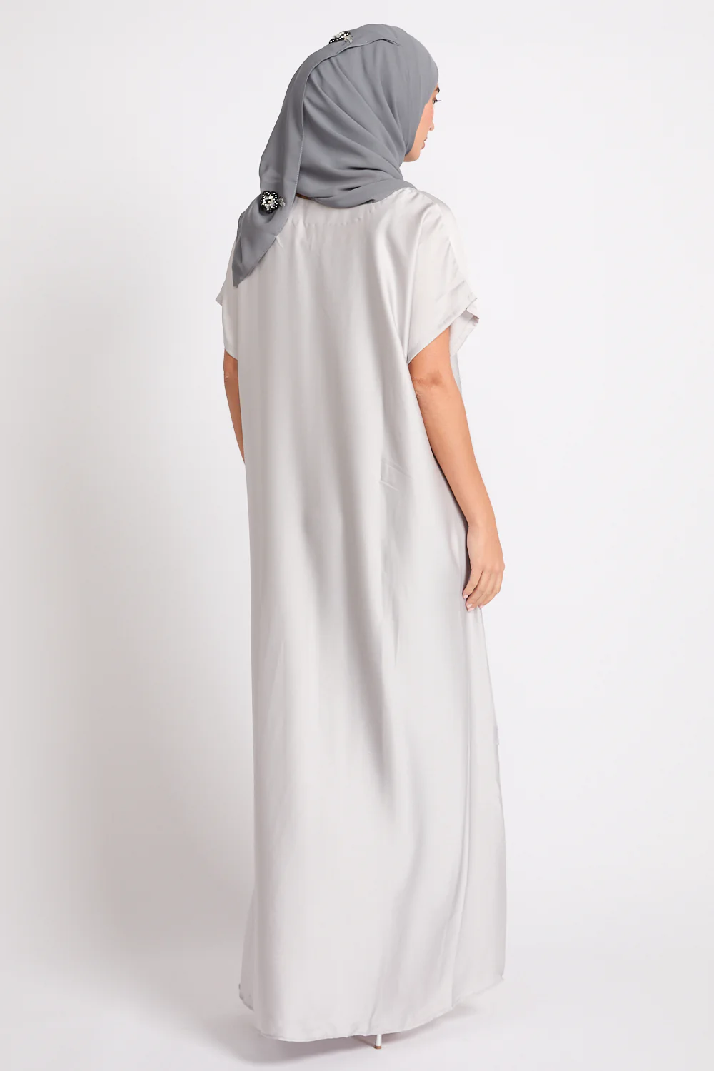 Premium Satin Inner Slip Dress - Silver Dove - Image 5