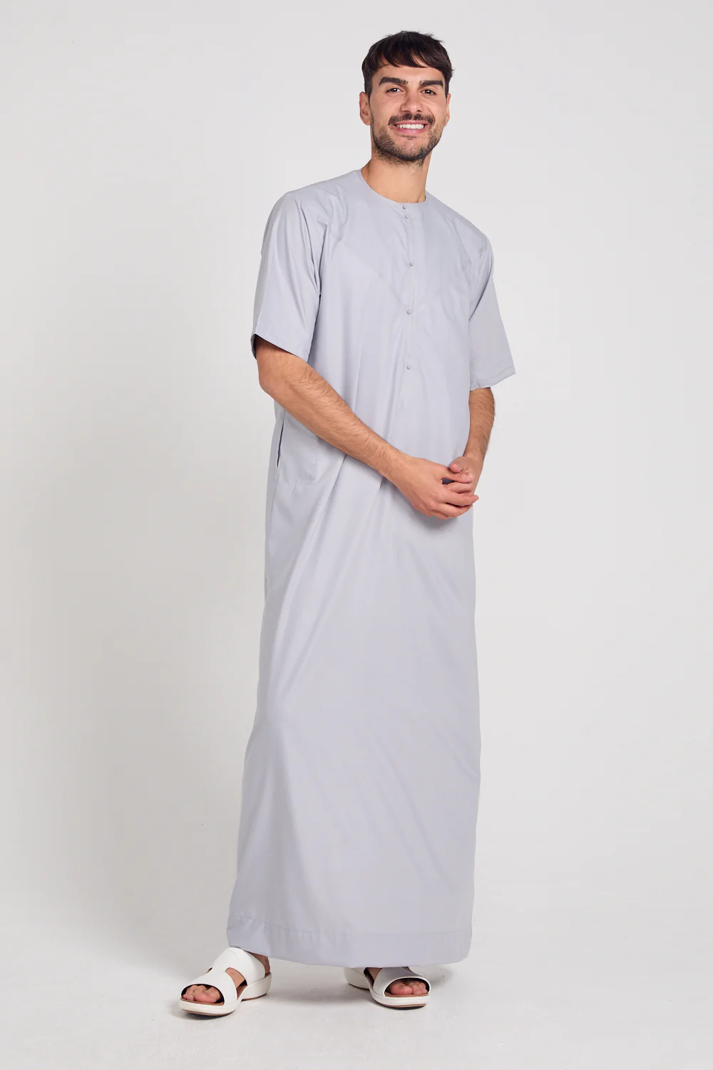 Premium Short Sleeve Emirati Thobe - Arctic Ice - Image 2