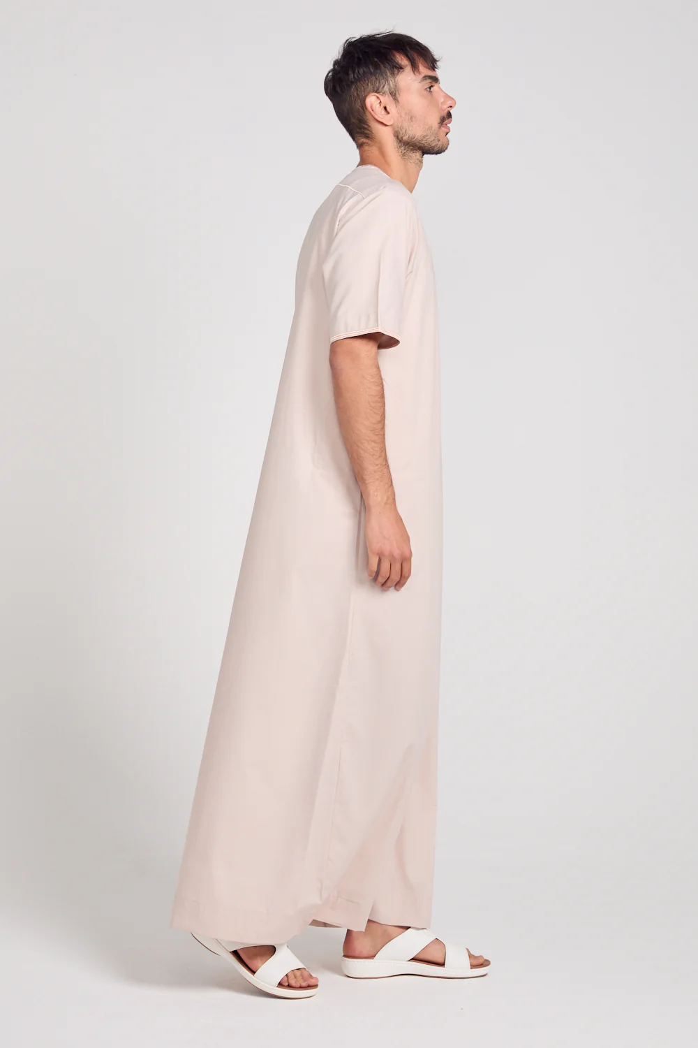 Premium Short Sleeve Omani Thobe - Coconut Macaroon - Image 7