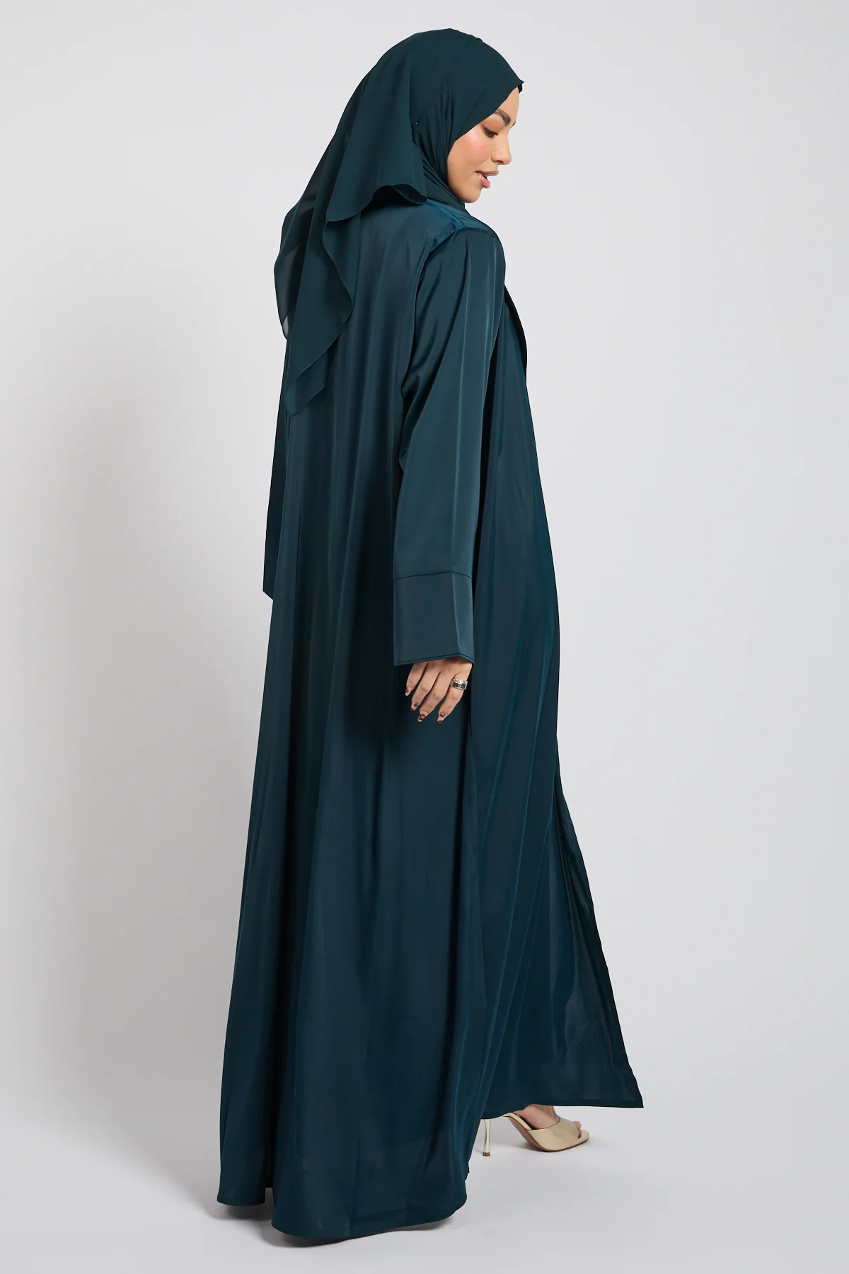 Premium Signature Blazer Open Abaya – Deep Teal - Image 9