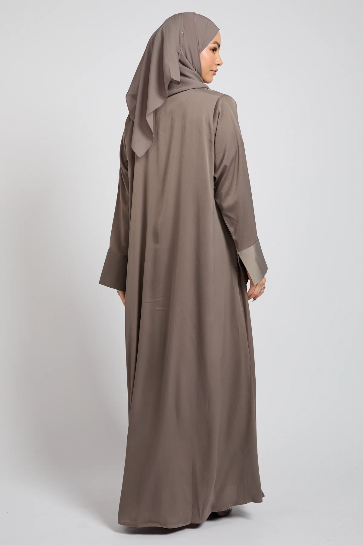 Premium Signature Blazer Open Abaya – Latte Taupe - Image 7