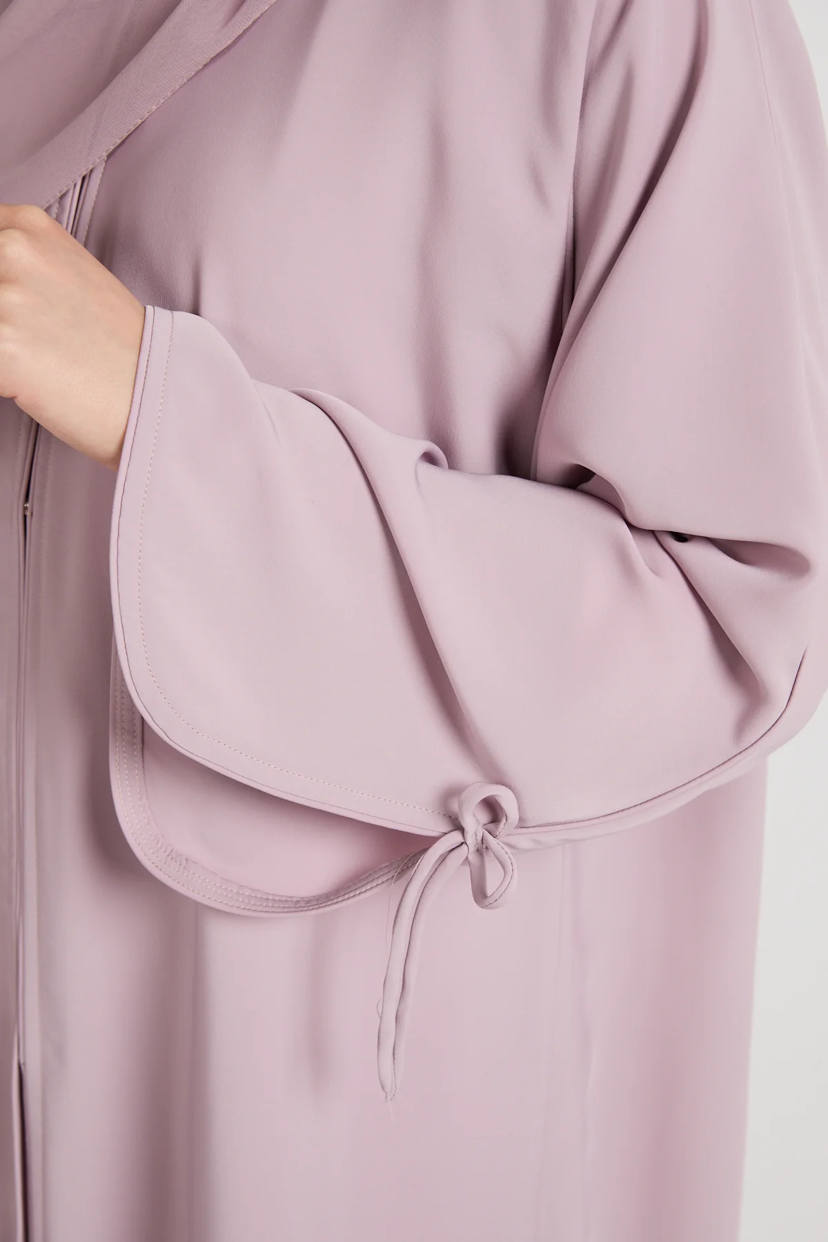 Premium Signature Bow Cuff Open Abaya - Rosaline - Image 4